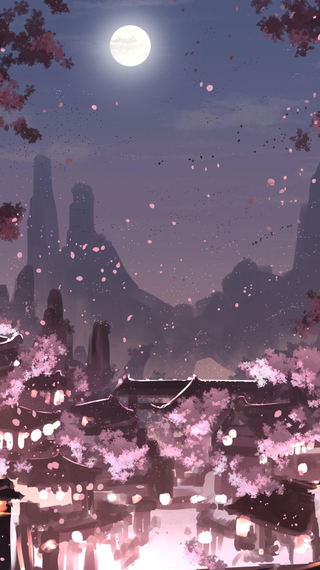 1080x1920 Cherry Anime Blossom Wallpaper .