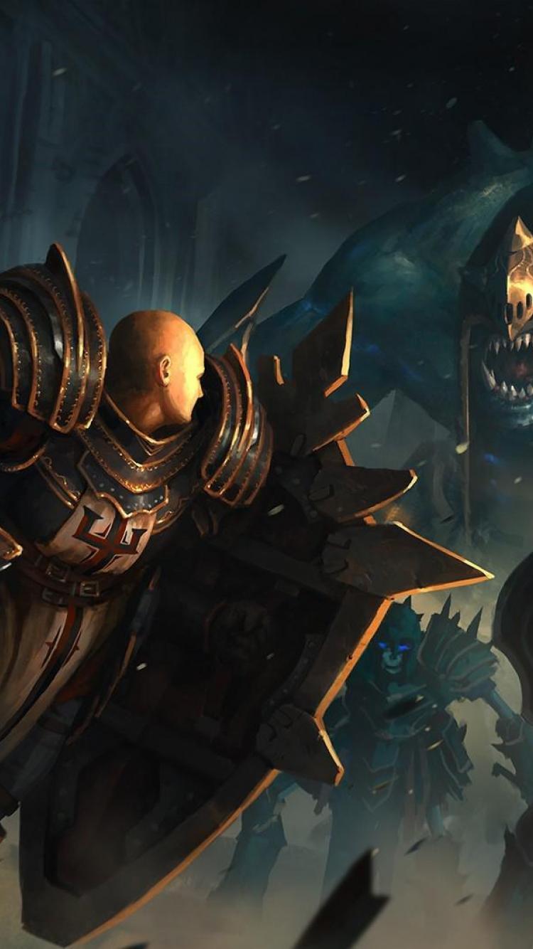 750x1334 Diablo iii Battle Artwork Skeleton Crusaders HD Wallpaper, Desktop