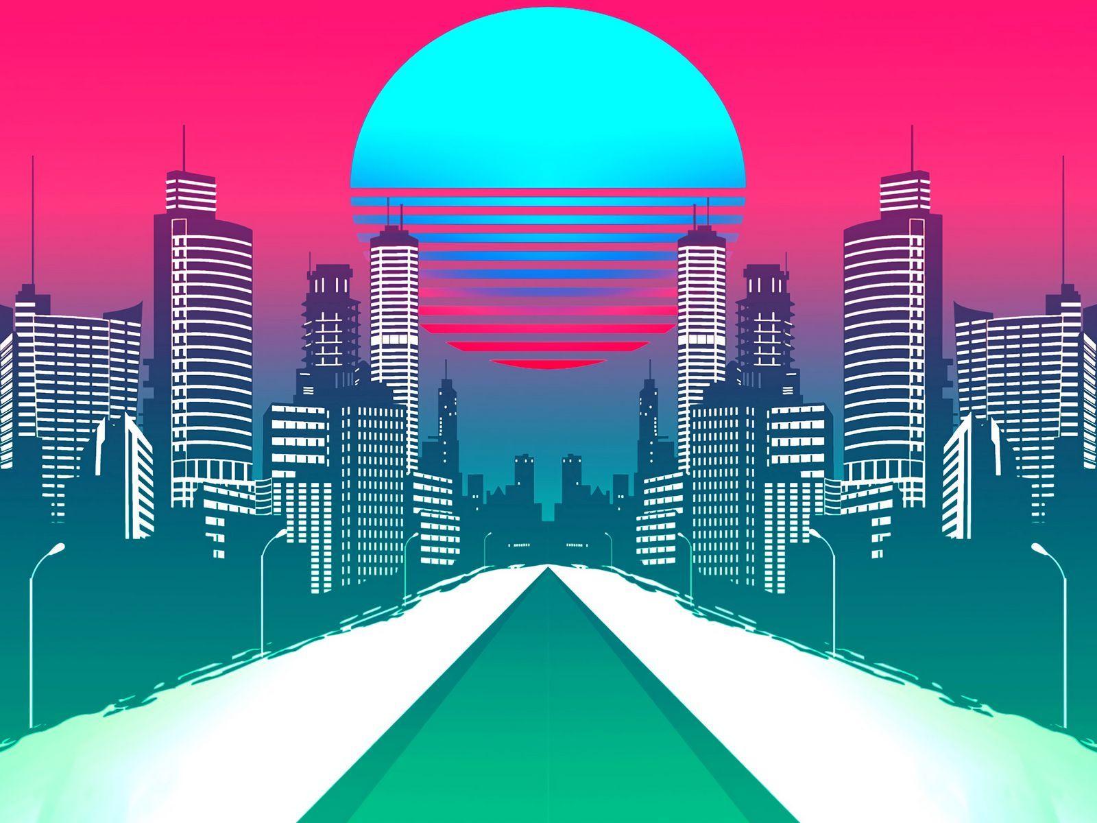 1600x1200 Wallpaper City, Art, Retrowave .