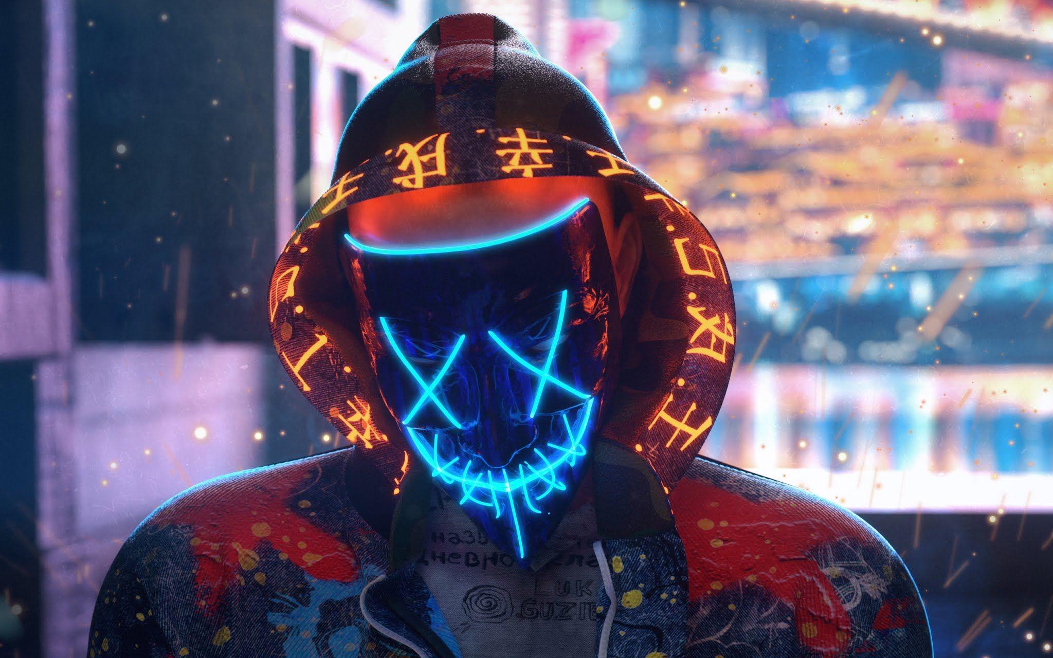 2048x1280 Mask Neon Guy Chakra Wallpaperxfxwallpaper.