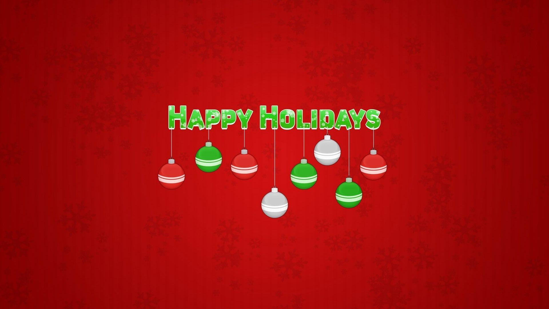 1920x1080 Happy Holidays Green on Red Background .