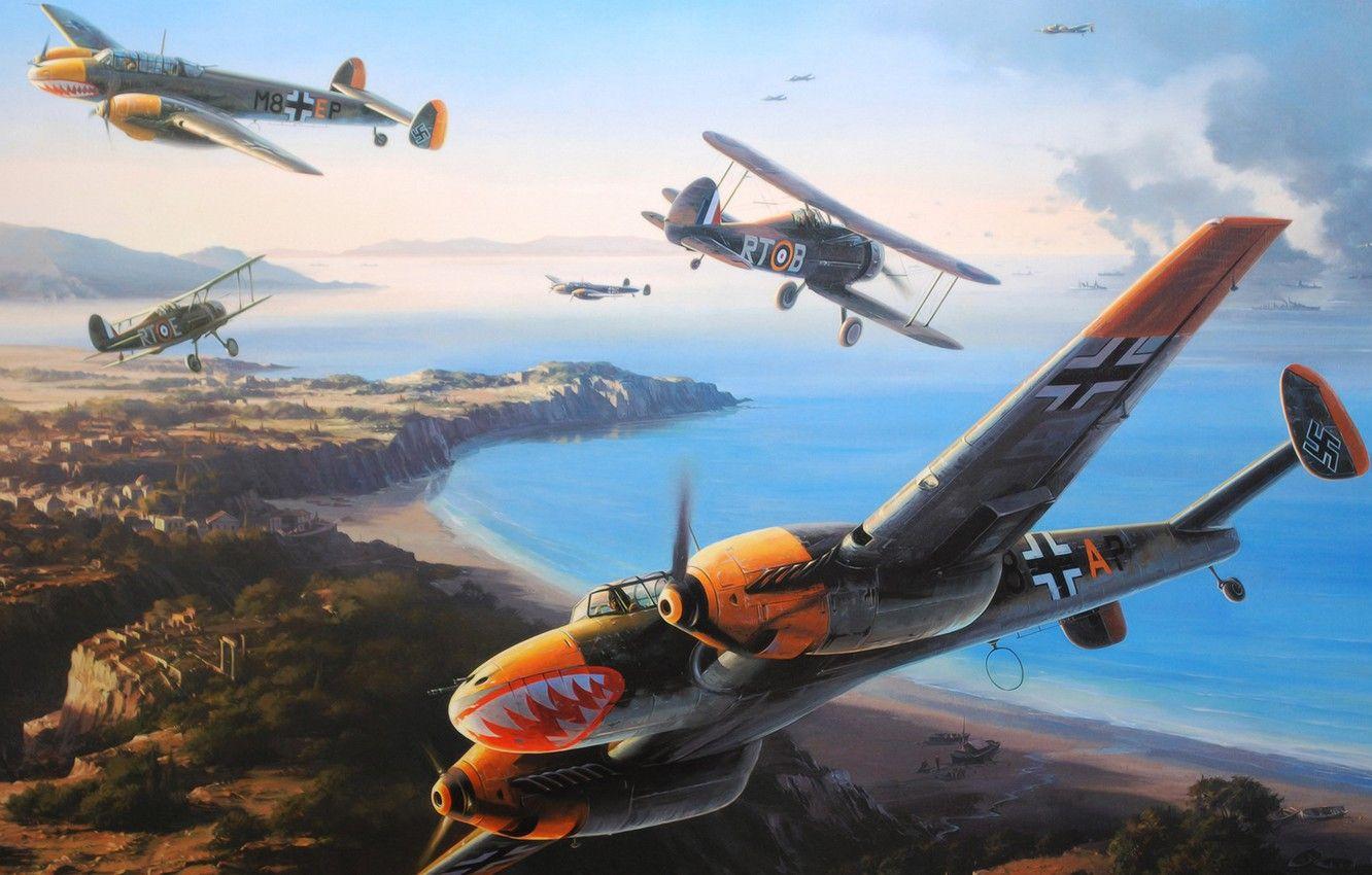 1332x850 Wallpaper war, art, painting, aviation .