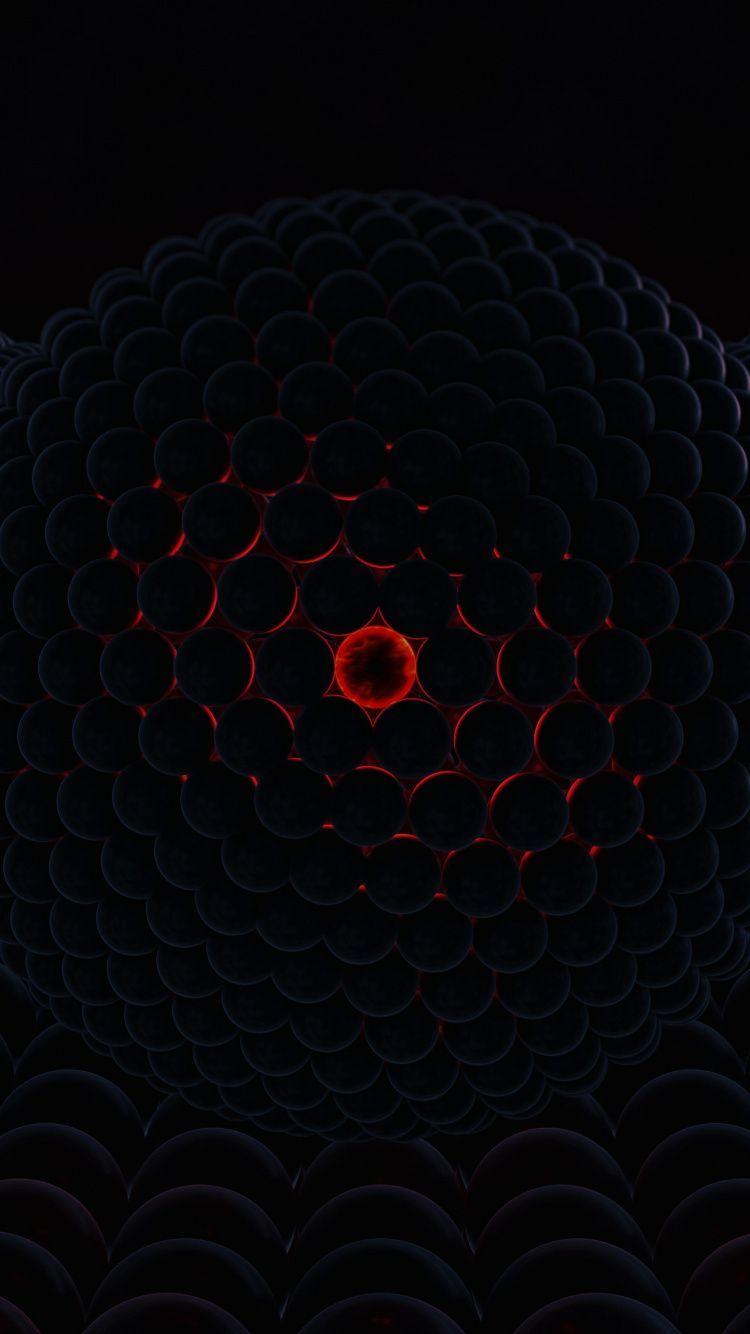 750x1334 Dark, 3D spheres, balls, abstract .com