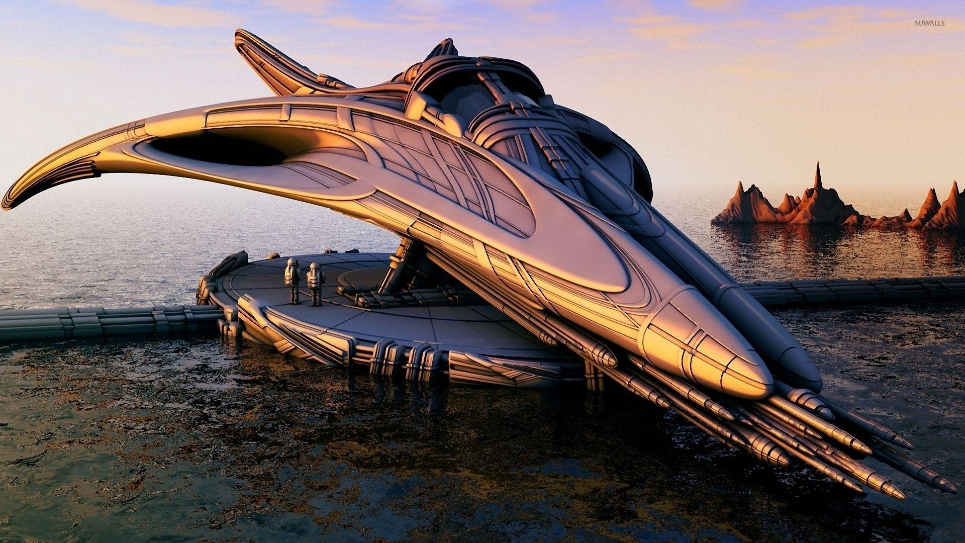 1920x1080 Futuristic spaceship design wallpaper .
