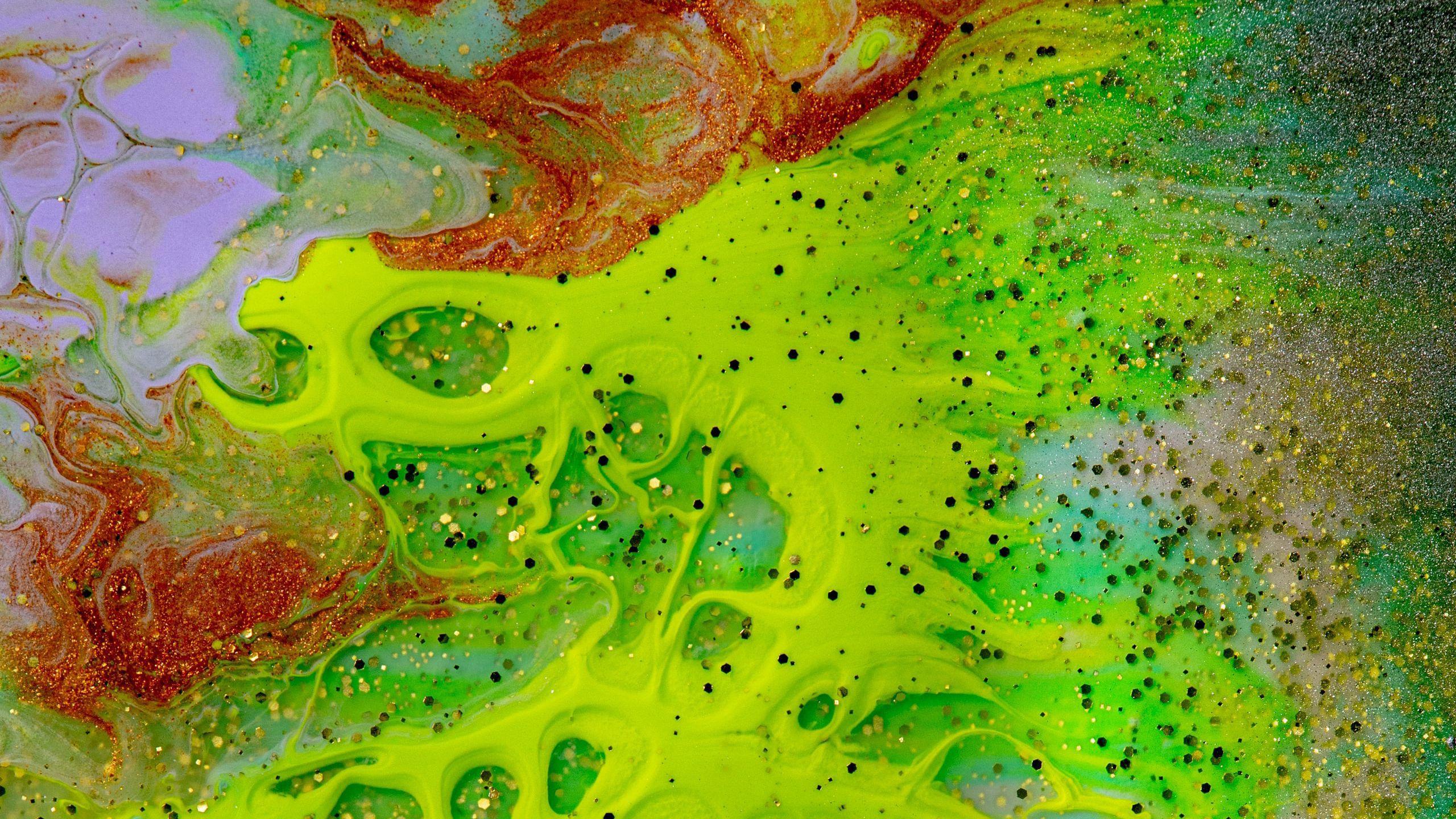 2560x1440 Green Red Paint Spots Liquid HD .hdwallpaper.in
