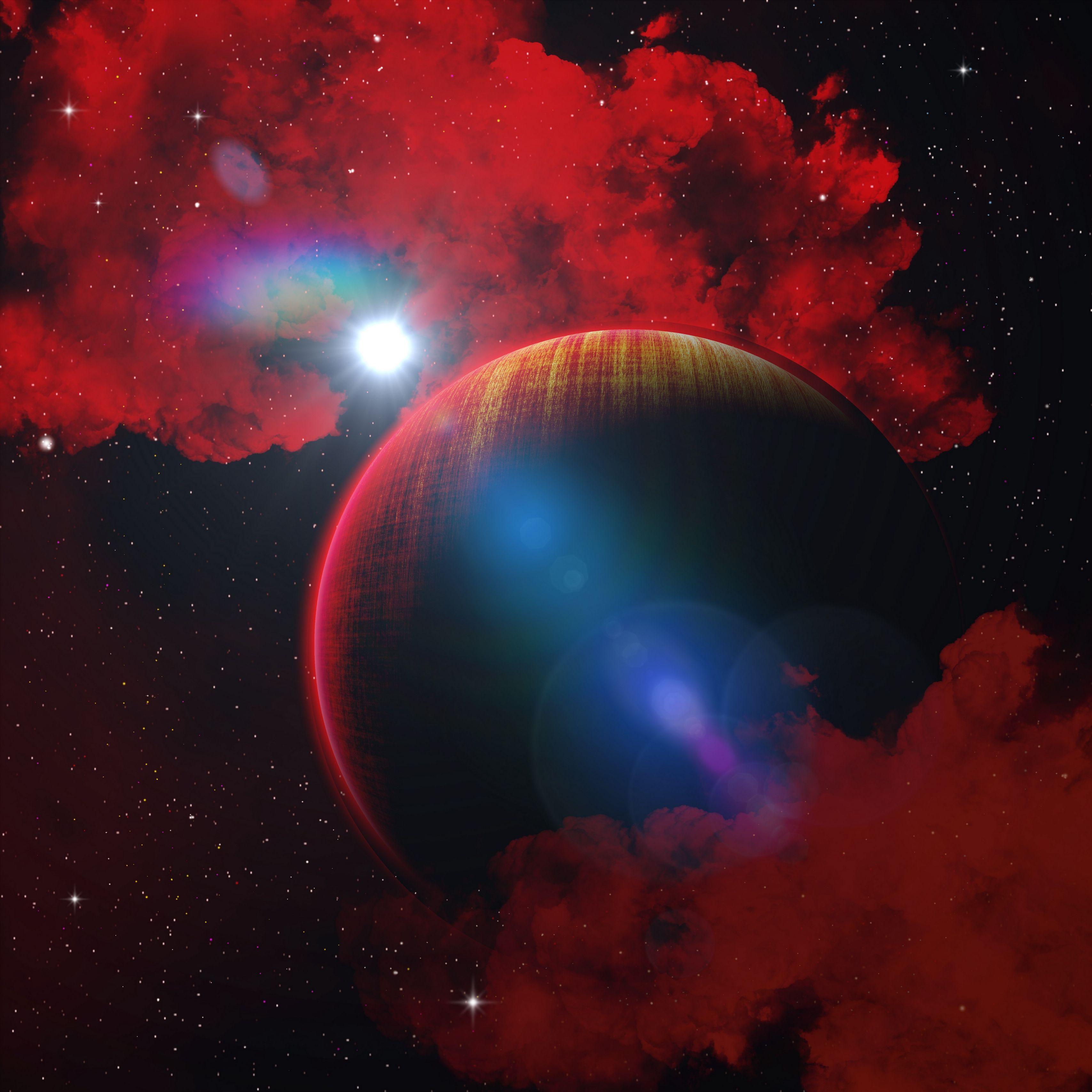 3415x3415 Wallpaper Planet, Red, Fantasy, Star .