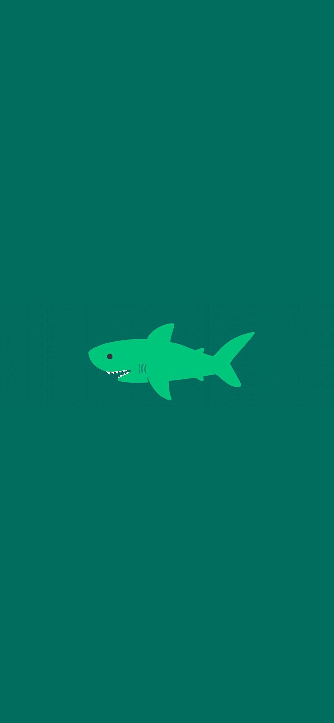 1125x2436 Little Small Cute Shark Green