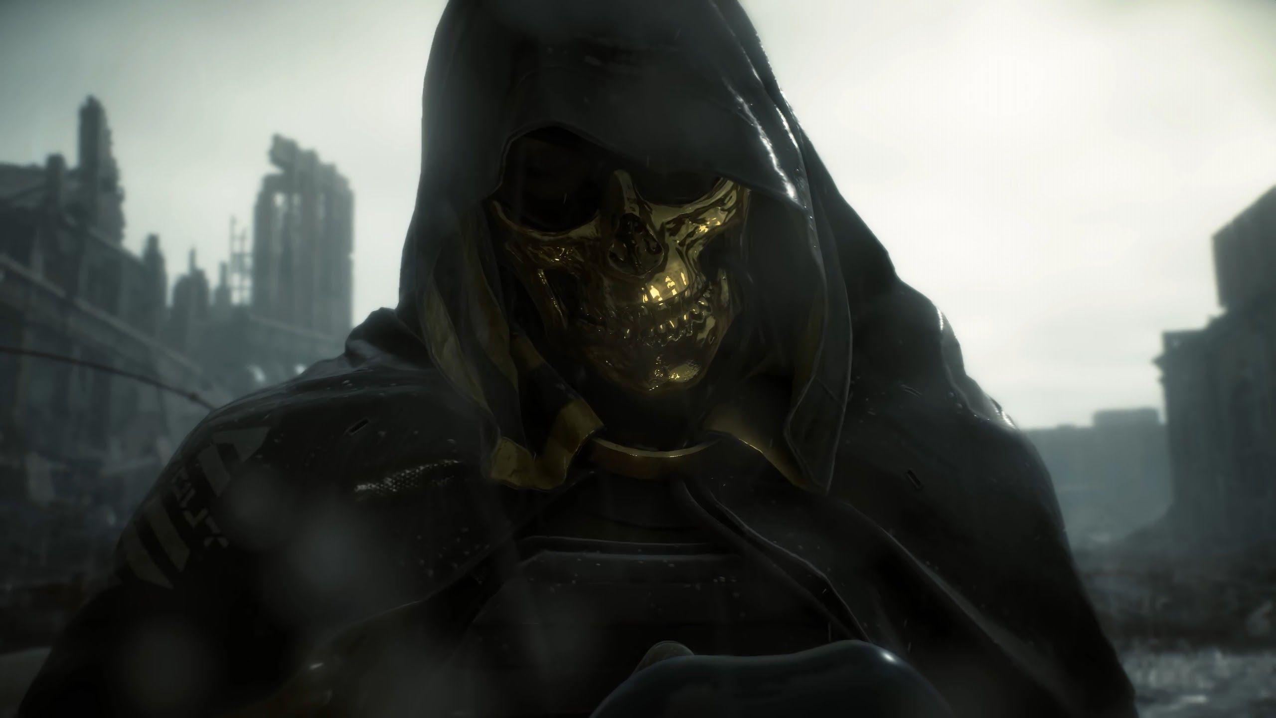 2560x1440 Death Stranding, Higgs, Gold Skull Mask .
