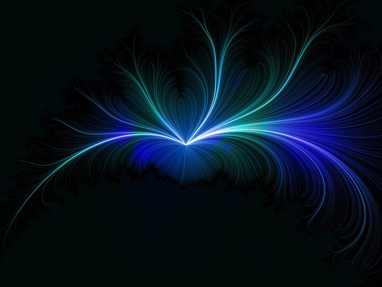 1600x1200 Black & Blue Fractal Wallpaper .