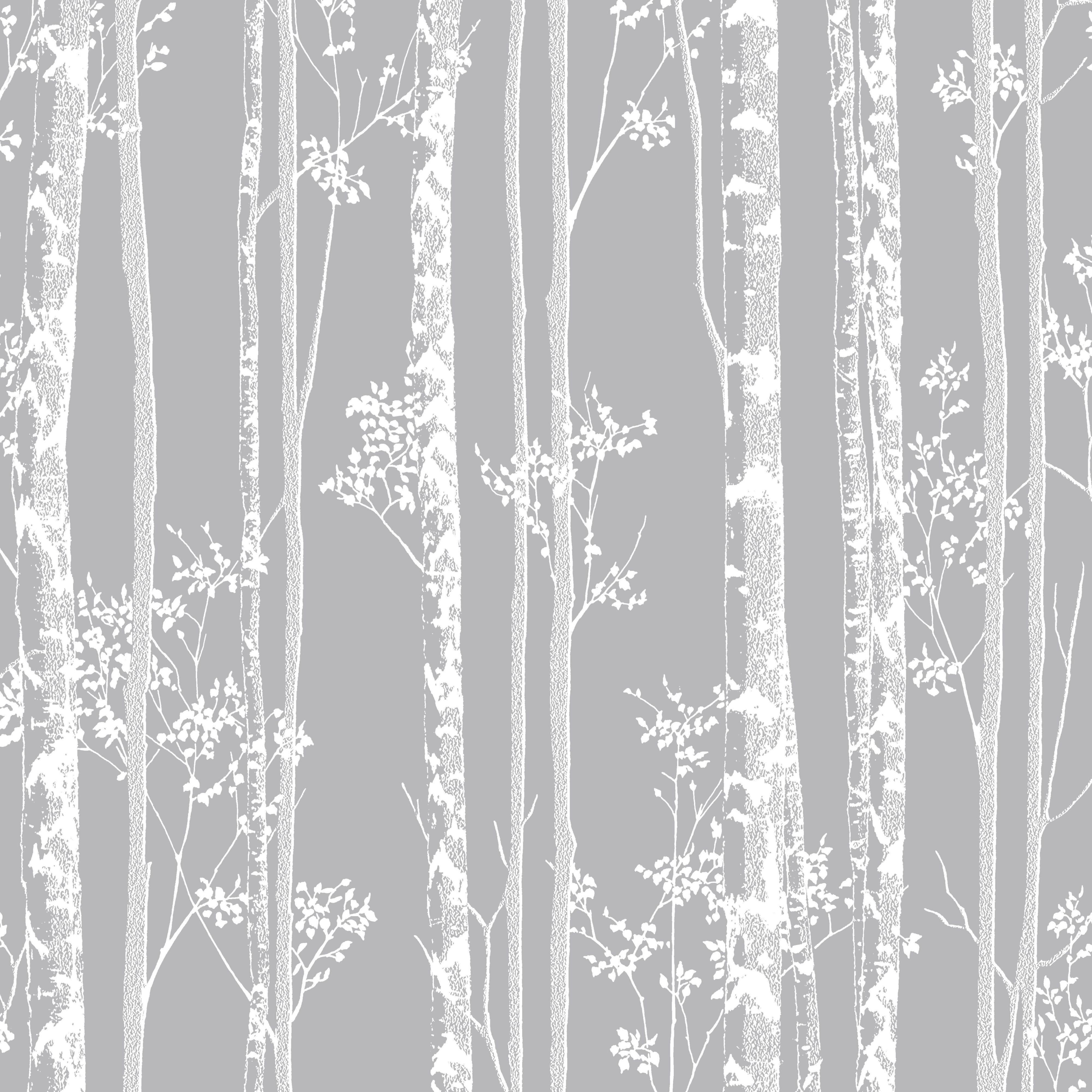 4000x4000 Graham & Brown Linden Grey Trees Fibrous Wallpaper. Graham