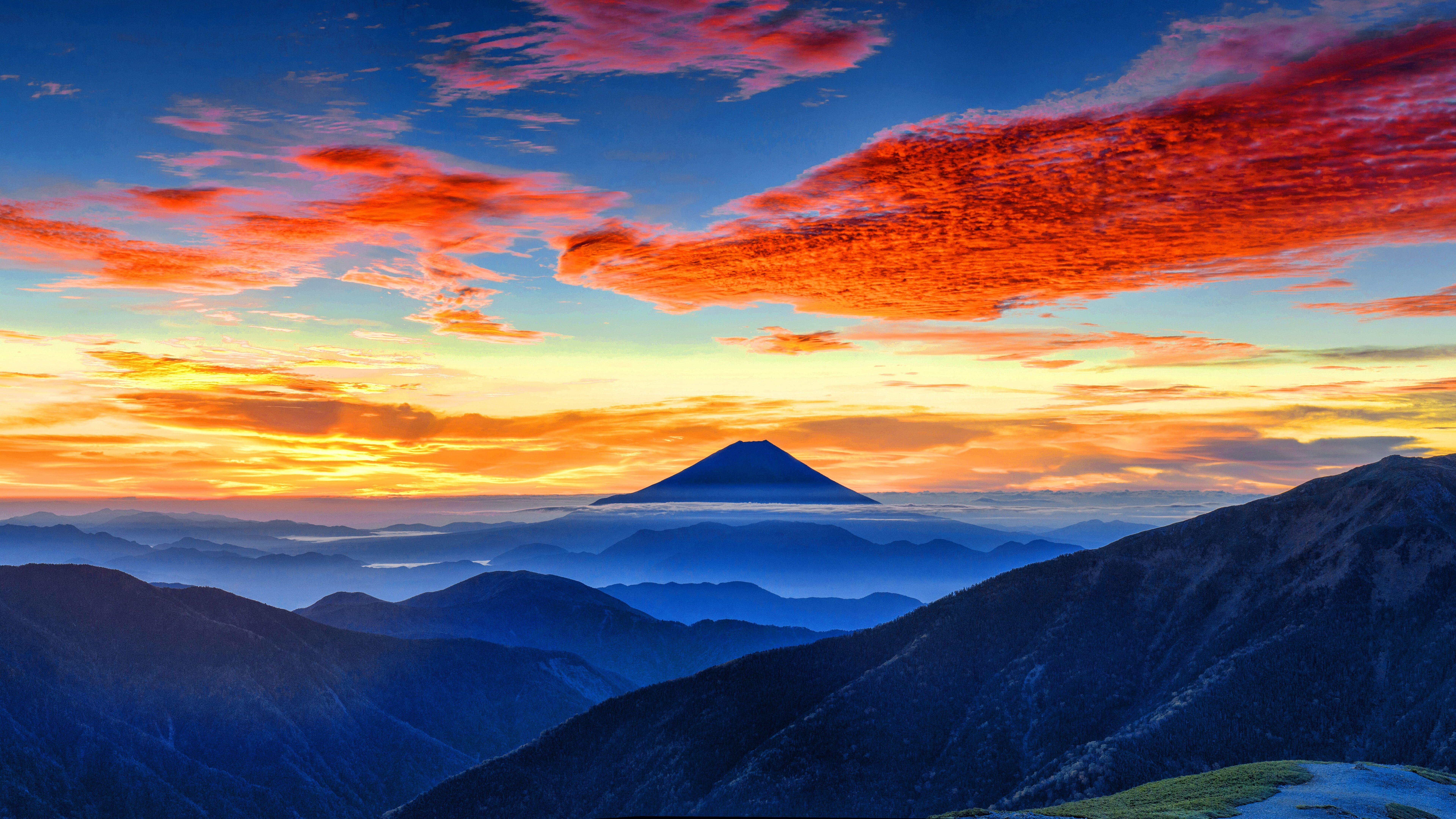 7680x4320 landscape Mount Fuji #sky #clouds .com