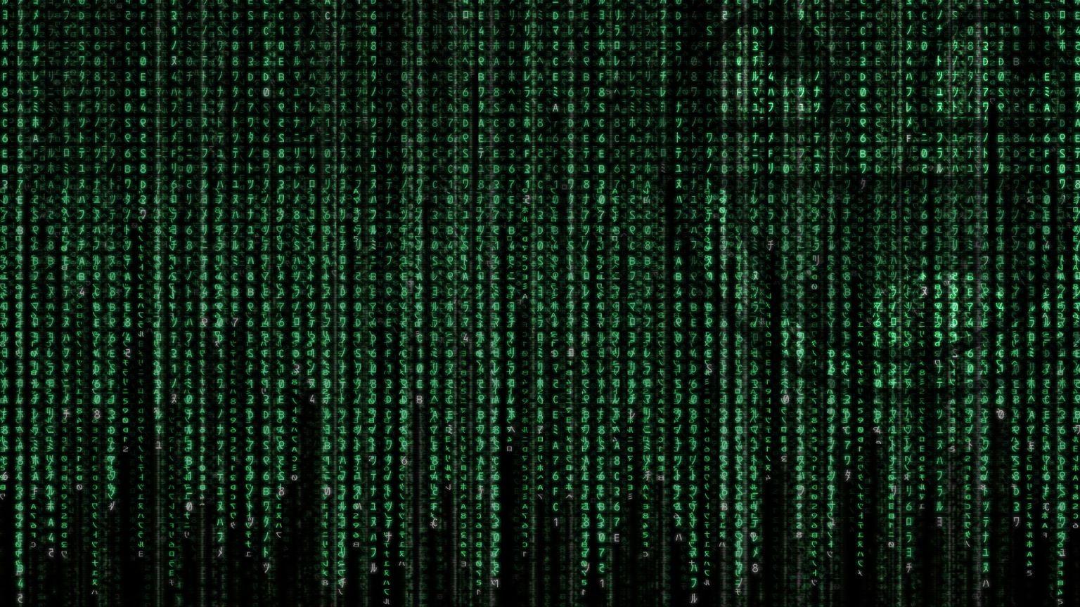 1536x864 Matrix Binary Code Falling Wallpaper .