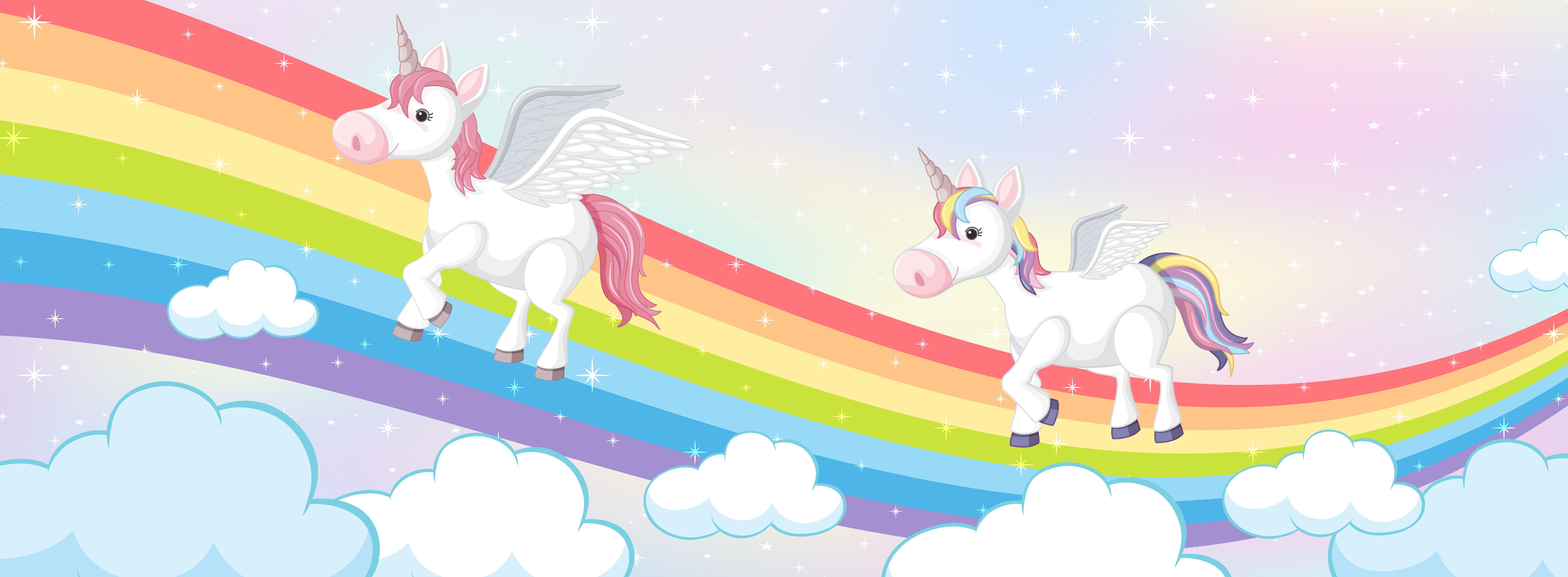 7775x2859 magic rainbow pastel background .