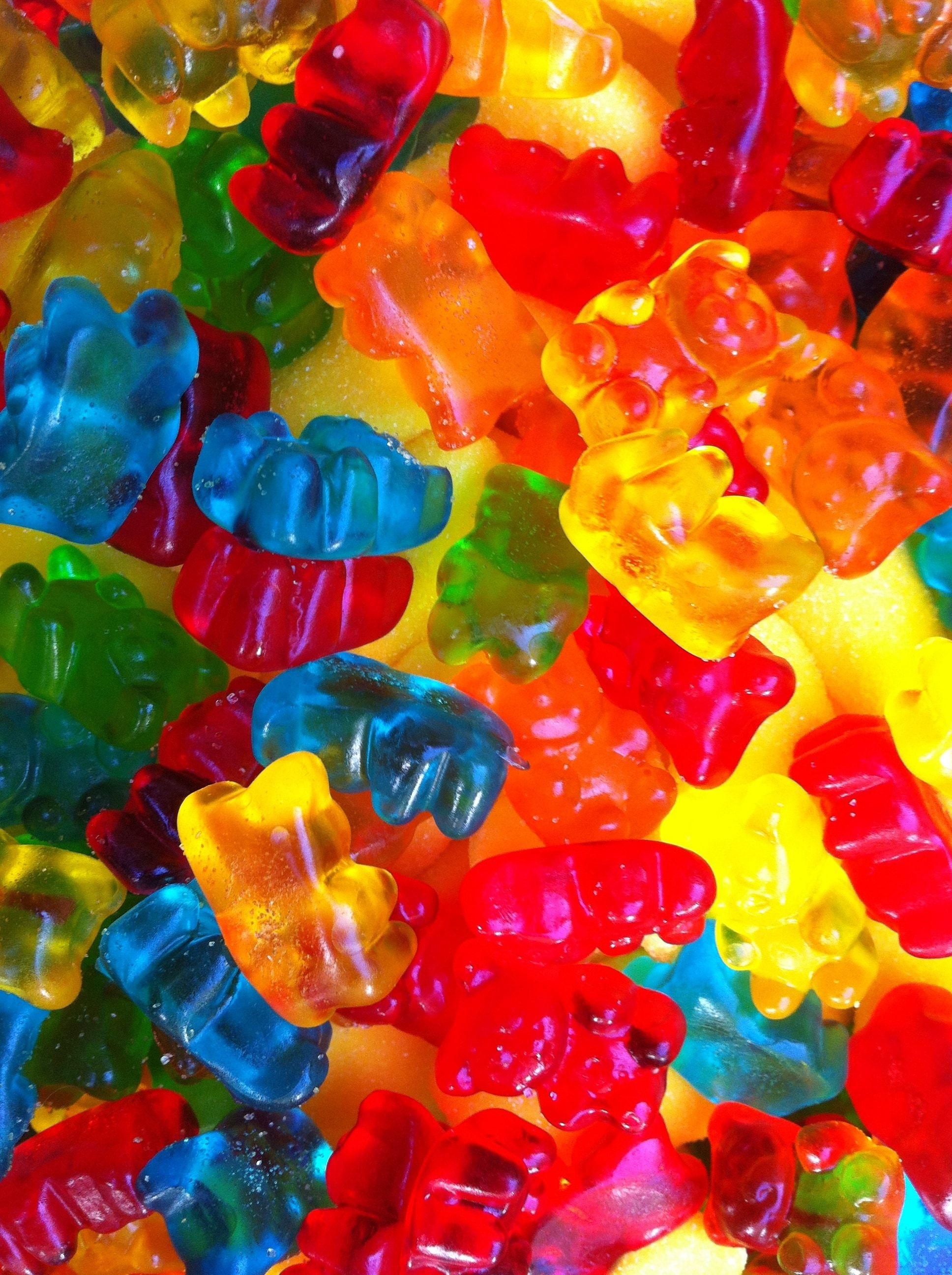 1936x2592 red yellow green and blue gummy bears .