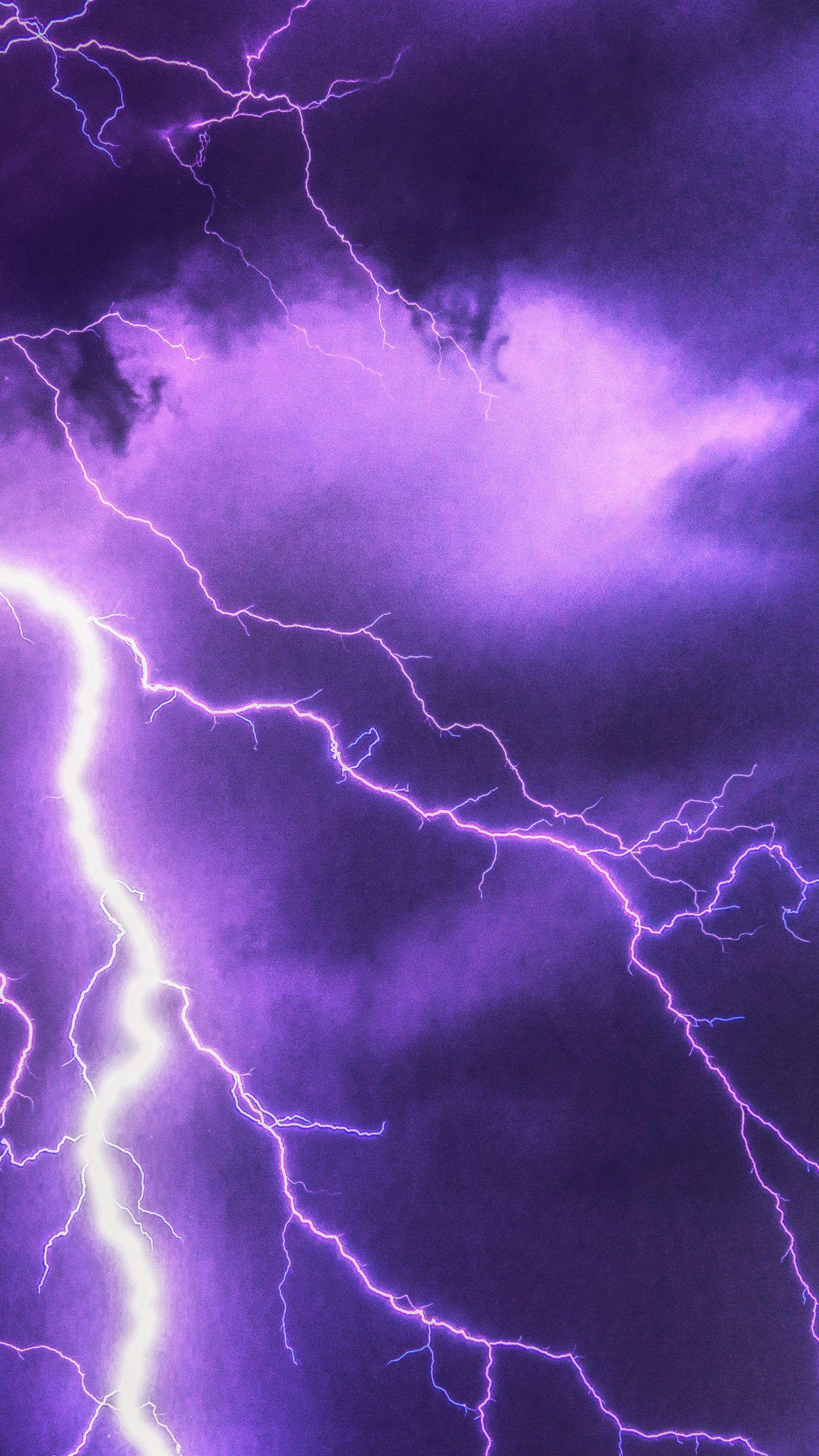 1440x2560 Purple Lightning Wallpaper HD