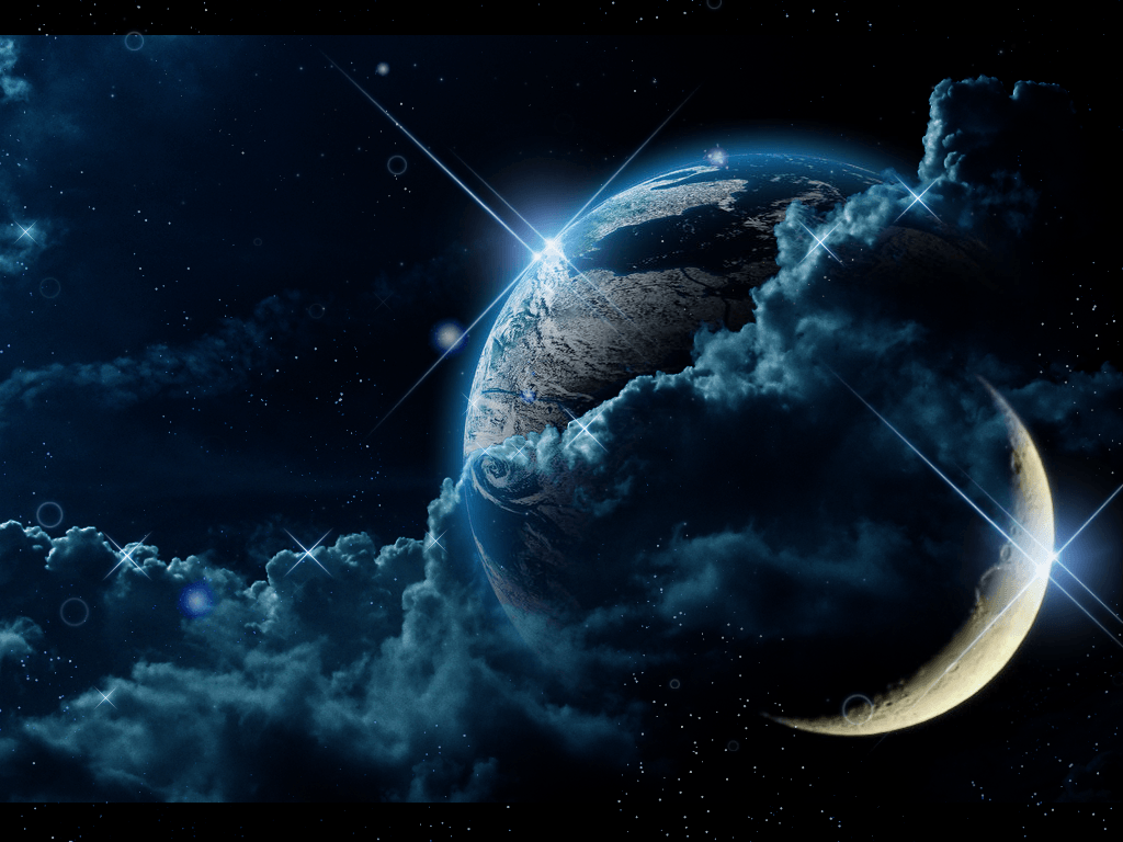 1024x768 Abstract Earth with Moon Free PPT Background for your PowerPoint