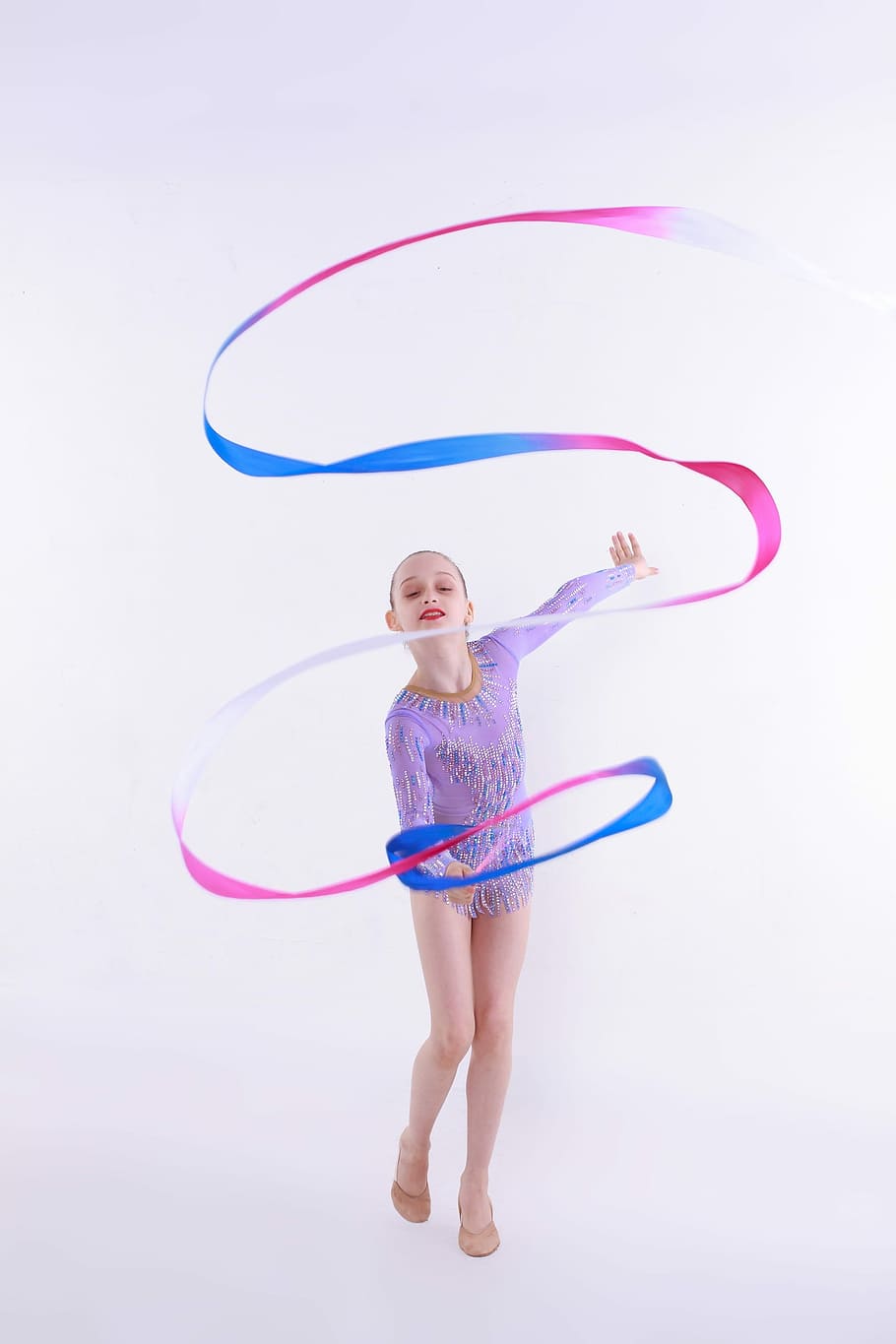 910x1365 Female Ribbon Gymnast Holding Ribbon .
