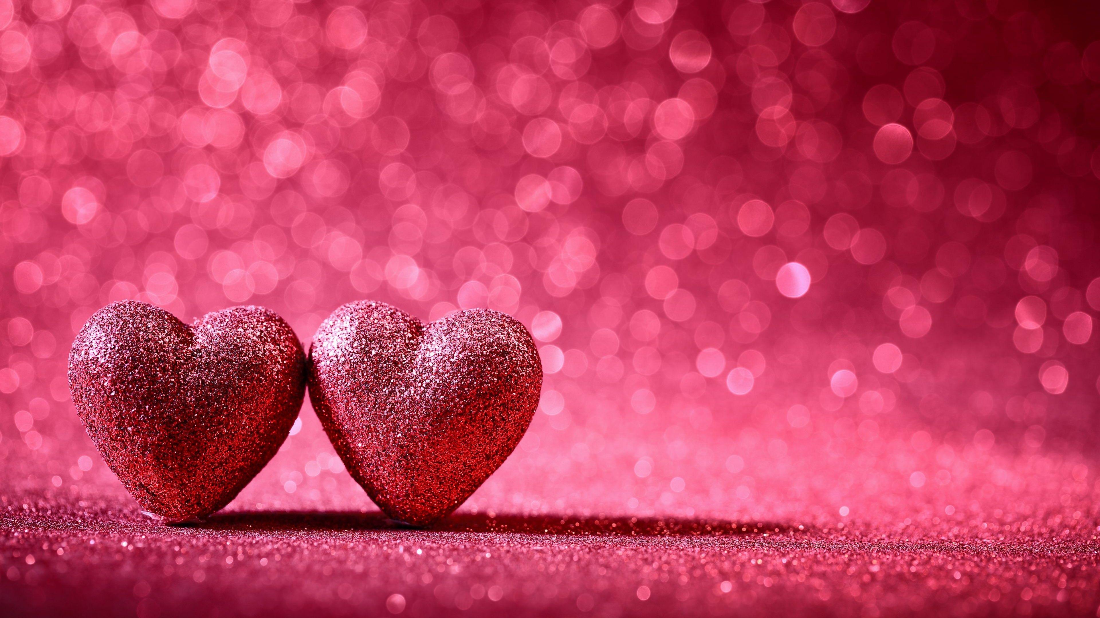 3840x2160 Glitter Heart Wallpaper