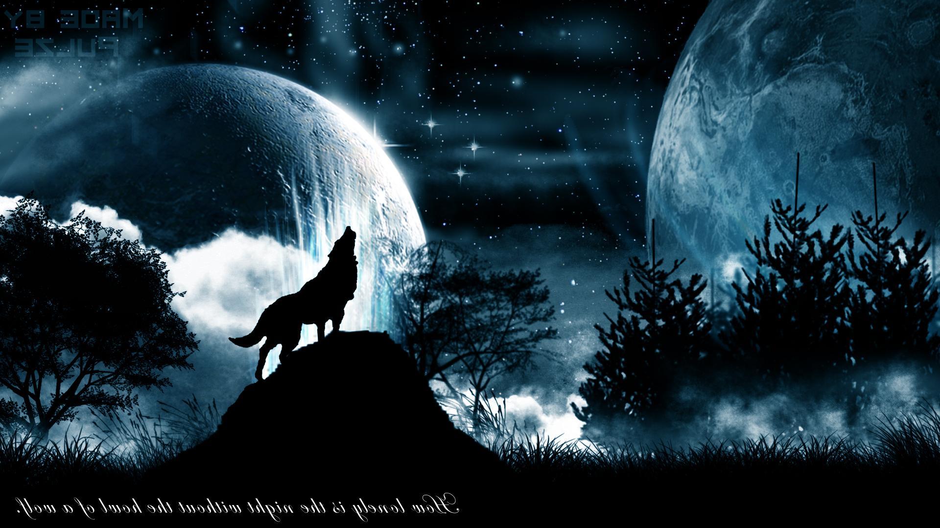 1920x1080 Black Wolf Howling At The Moon .