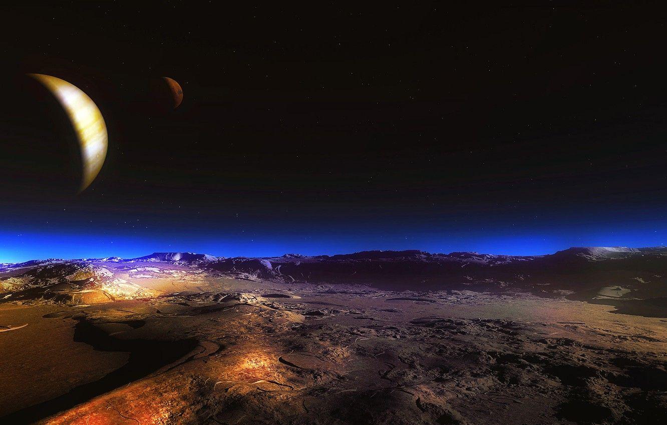 1332x850 moon, desert, planet, satellite .