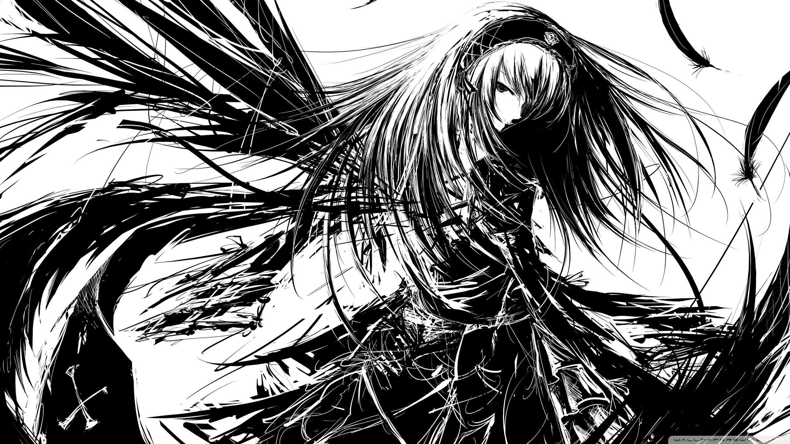 2560x1440 Black and White Manga Wallpaper on .wallpaper.dog