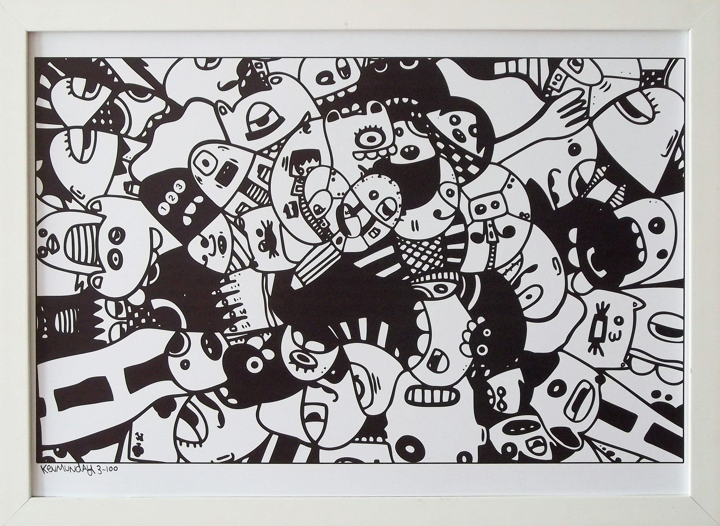 3012x2200 Graffiti black and white Background Desktop