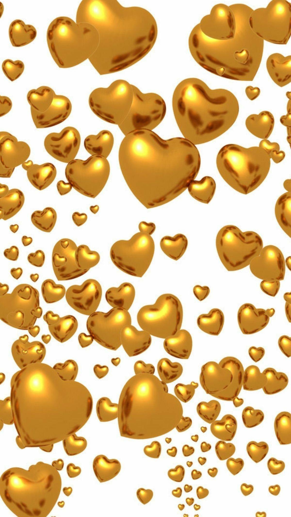 Glittery gold hearts wallpaper sticker  TenStickers