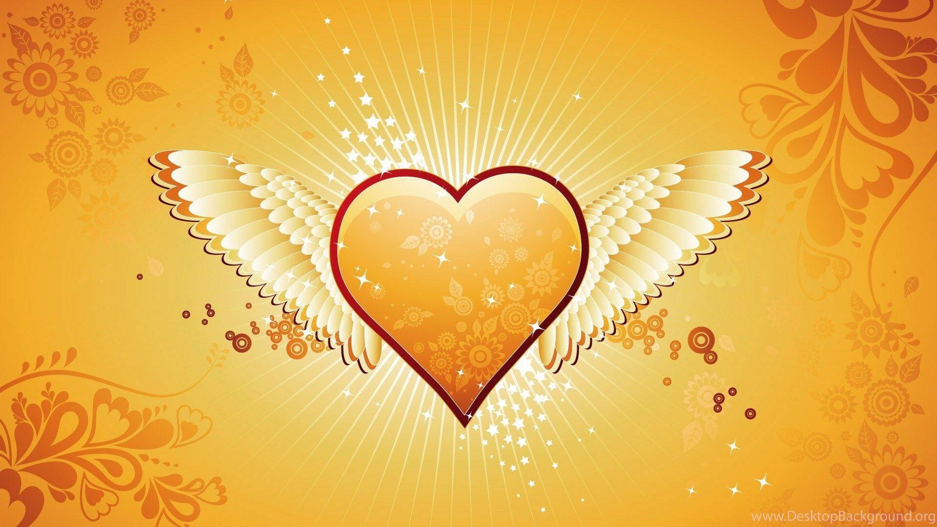 1920x1080 Wallpaper Hearts With Wings Gold Heart .