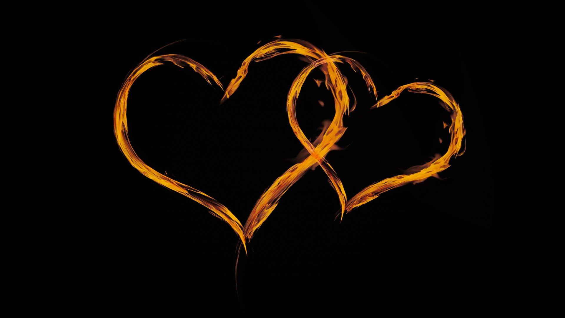 1920x1080 Abstract Fire Gold Heart Wallpaper .
