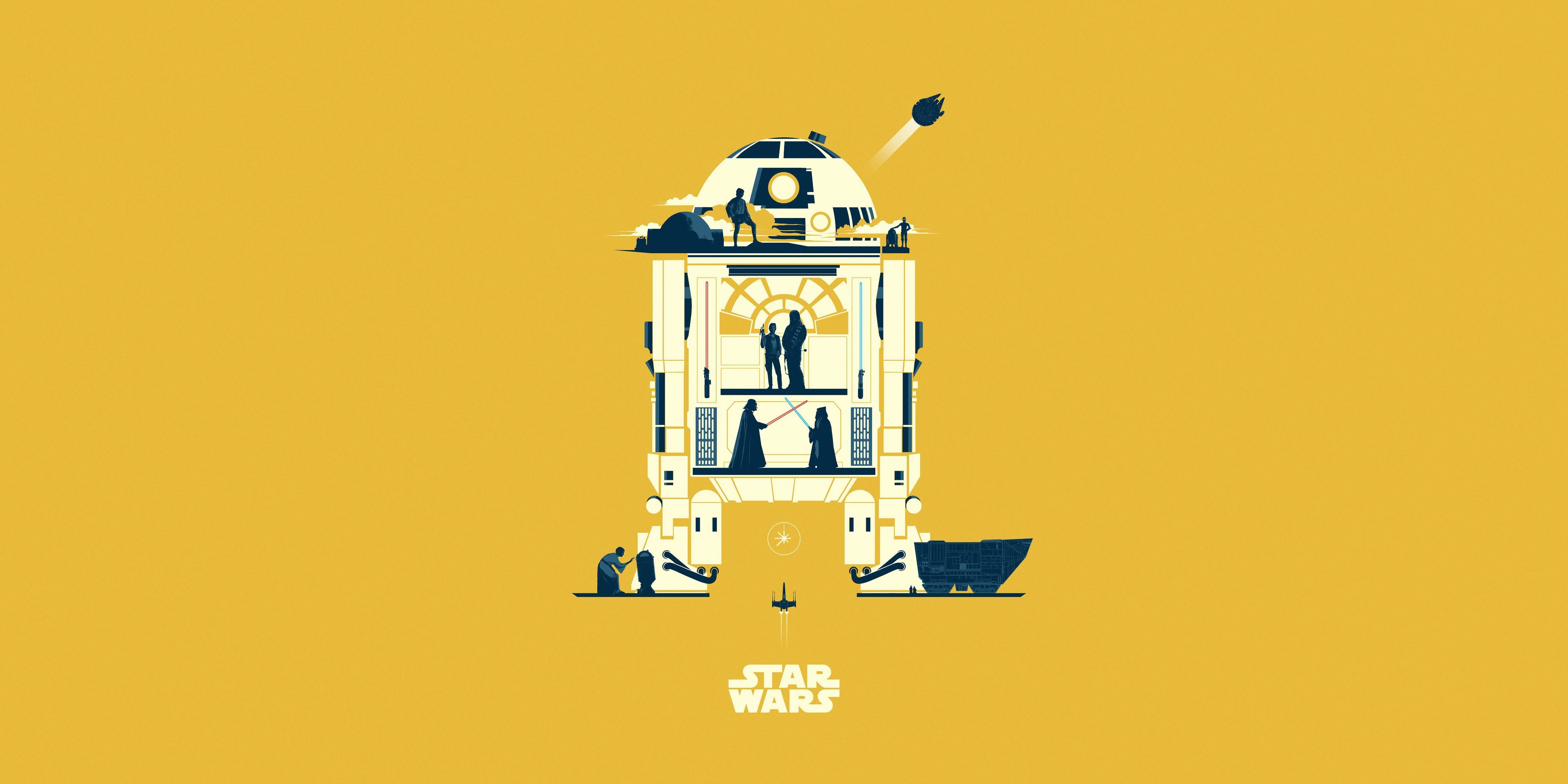 5000x2500 R2 D2 Star Wars Minimalist Wallpaper, HD Minimalist 4K Wallpaper, Image, Photo and Background