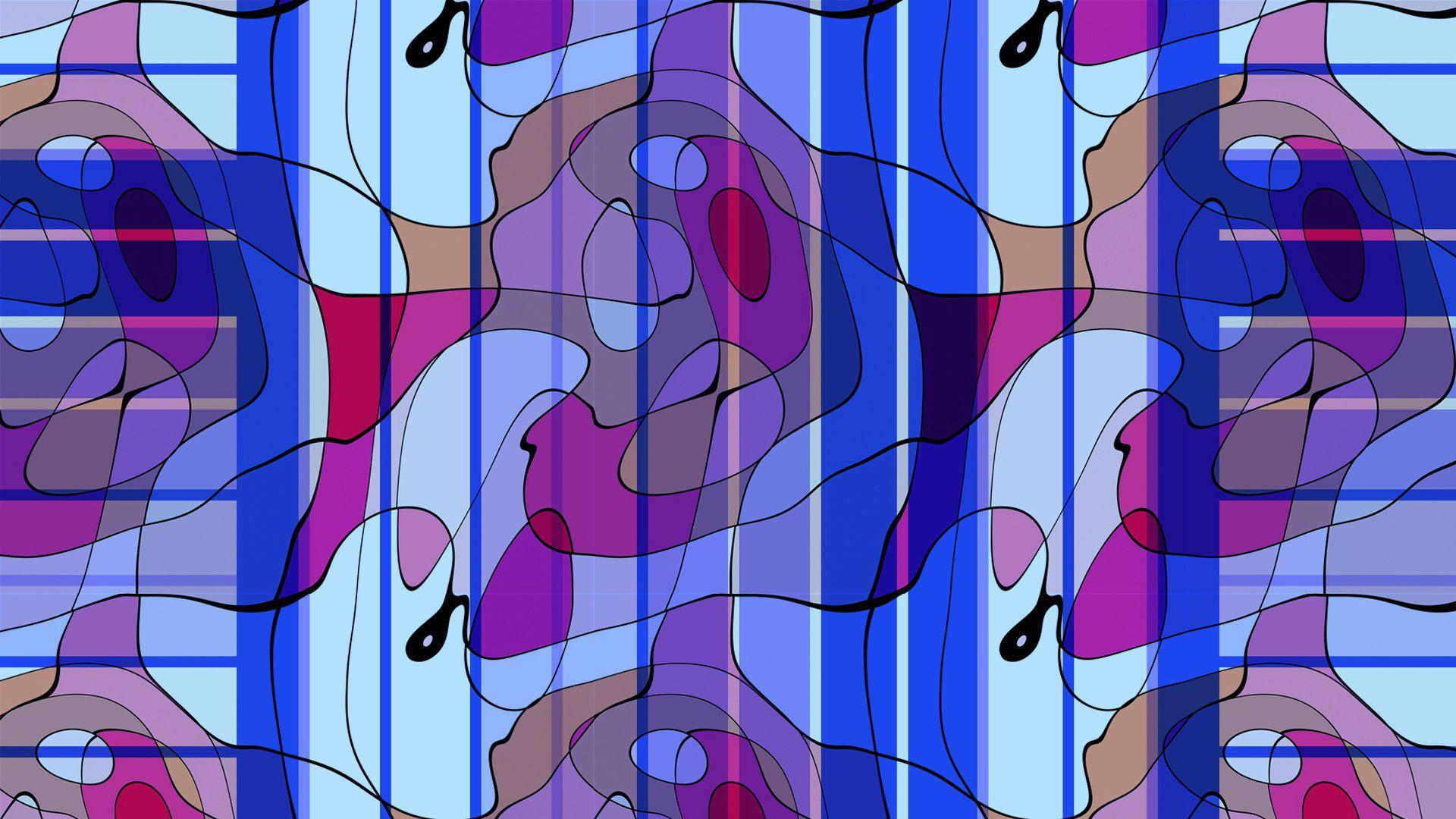 1920x1080 colorful blue white black pink curves lines HD abstract Wallpaper