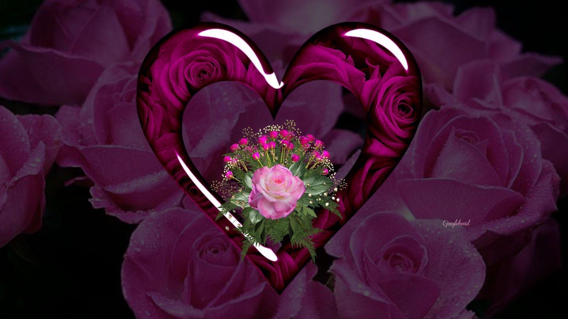 1920x1080 Red Rose Heart