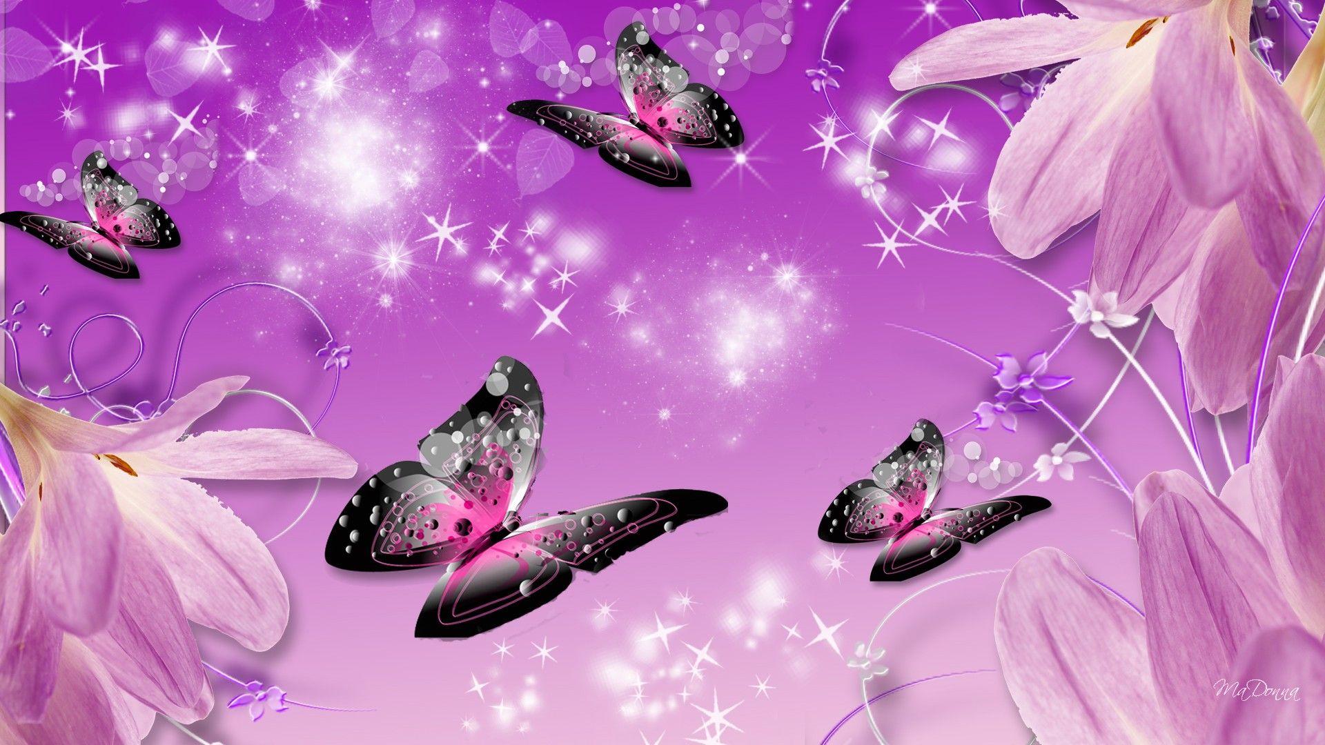 1920x1080 Purple Butterfly Background