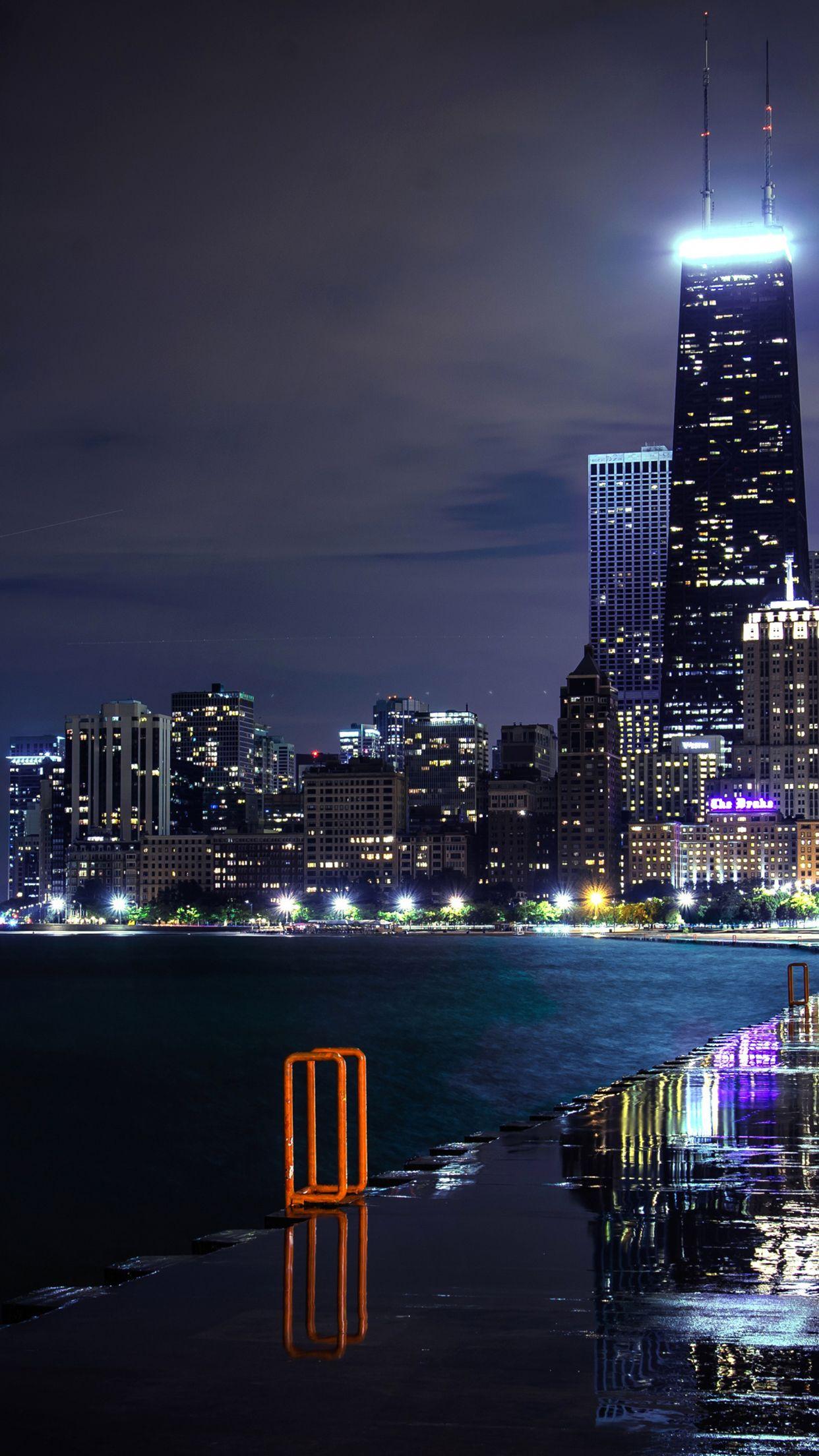 1242x2208 Night Chicago iPhone Wallpaper