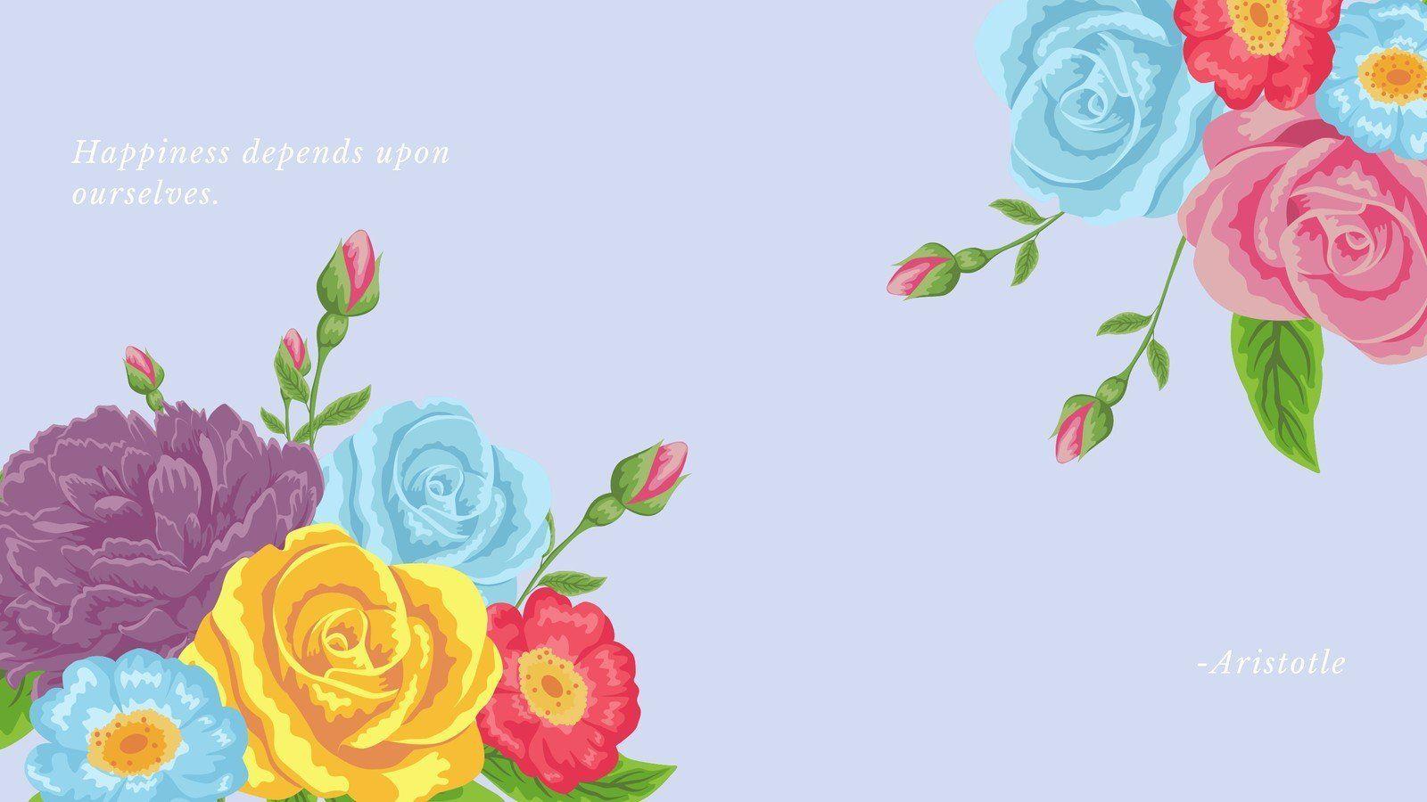 1600x900 Pastel Minimalist Floral Wallpaper