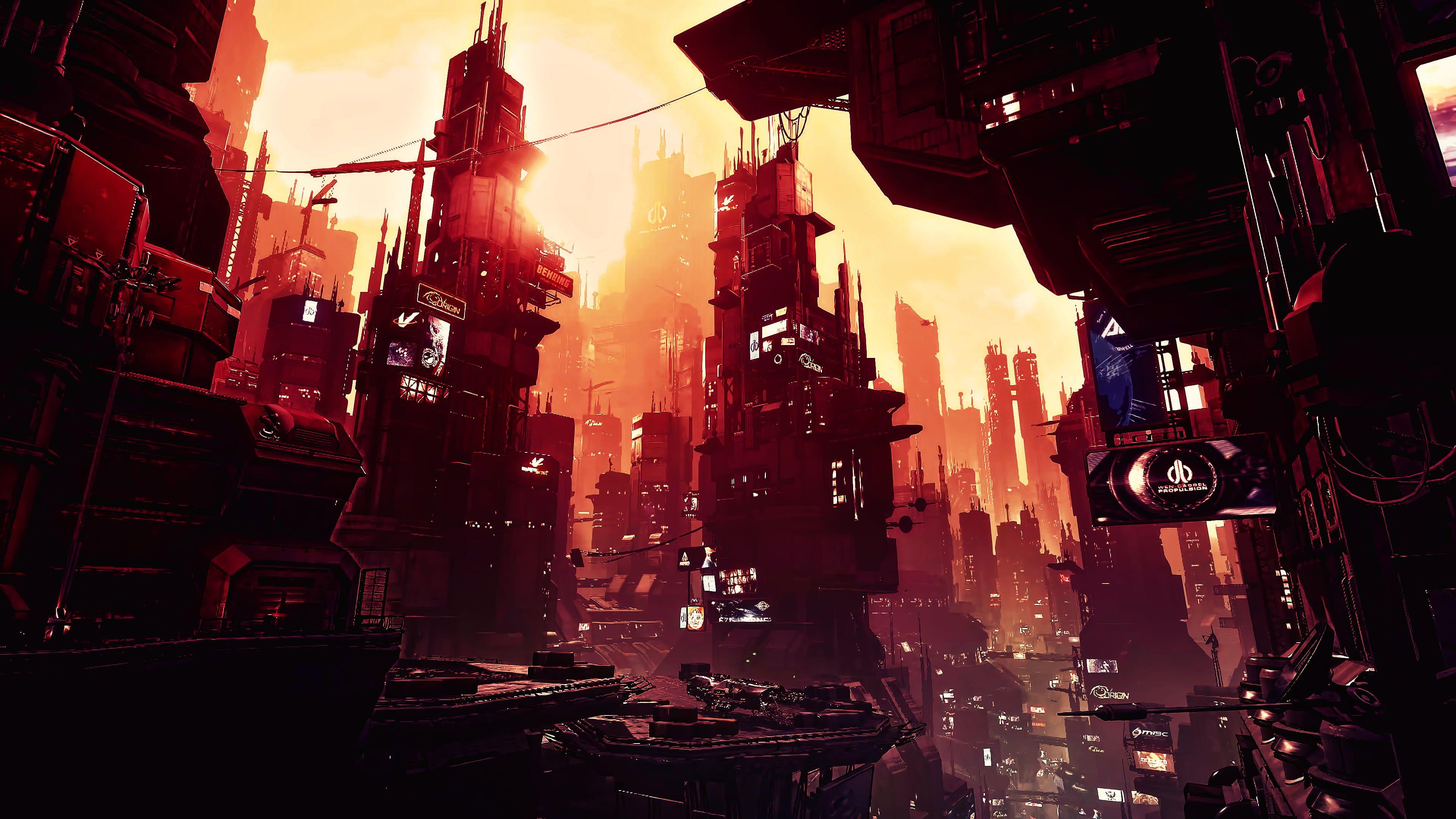 3840x2160 Cyberpunk Futuristic City Art