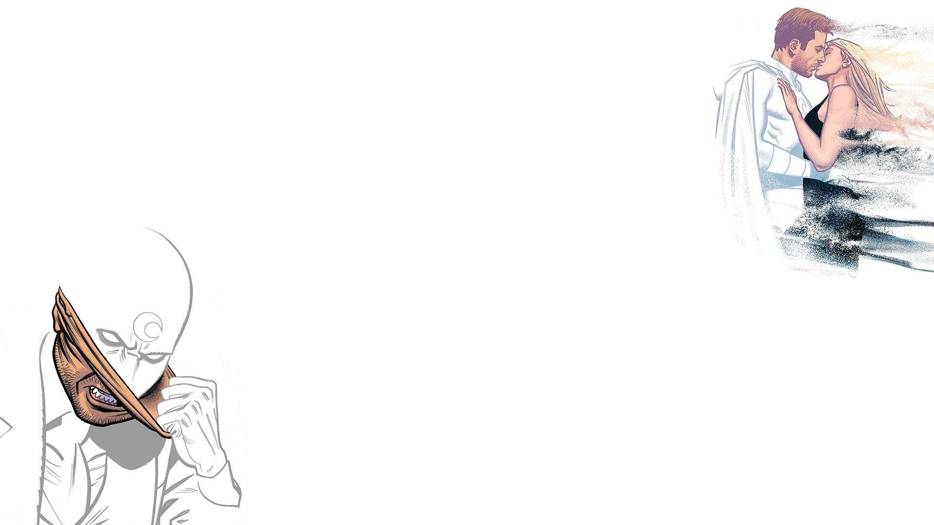 1920x1080 Moon Knight, Marvel Heroes, Marvel Comics, Comics, White, Love, Minimalism, Digital art, Simple background, White background Wallpaper HD / Desktop and Mobile Background