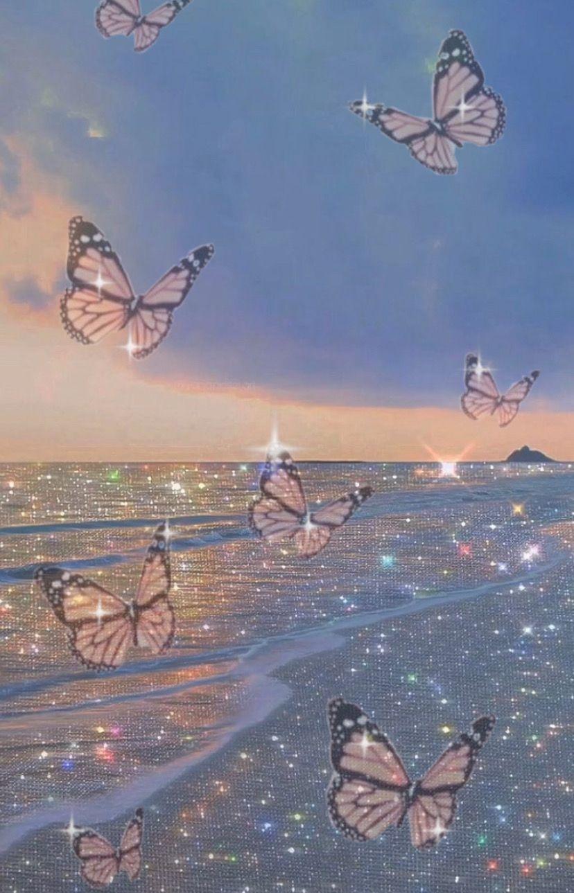 828x1289 Aesthetic Bling Effect Butterfly Wallpaper Asthetic