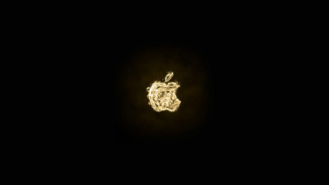 1366x768 wallpaper for desktop, laptop. apple logo dark water gold art illustration