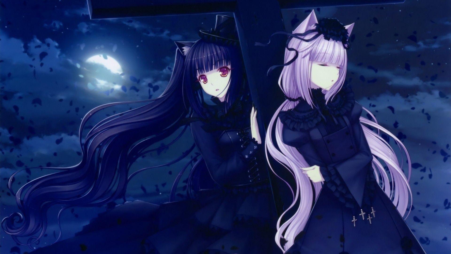 1920x1080 Download 1920x1080 HD Wallpaper gothic dress night cloud petal pink hair, Desktop Background HD