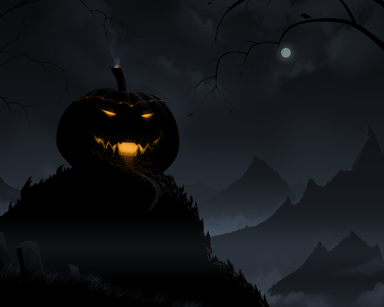 1280x1024 Scary Halloween 2012 HD Wallpaper. Pumpkins, Witches, Spider Web, Bats & Ghosts Collection