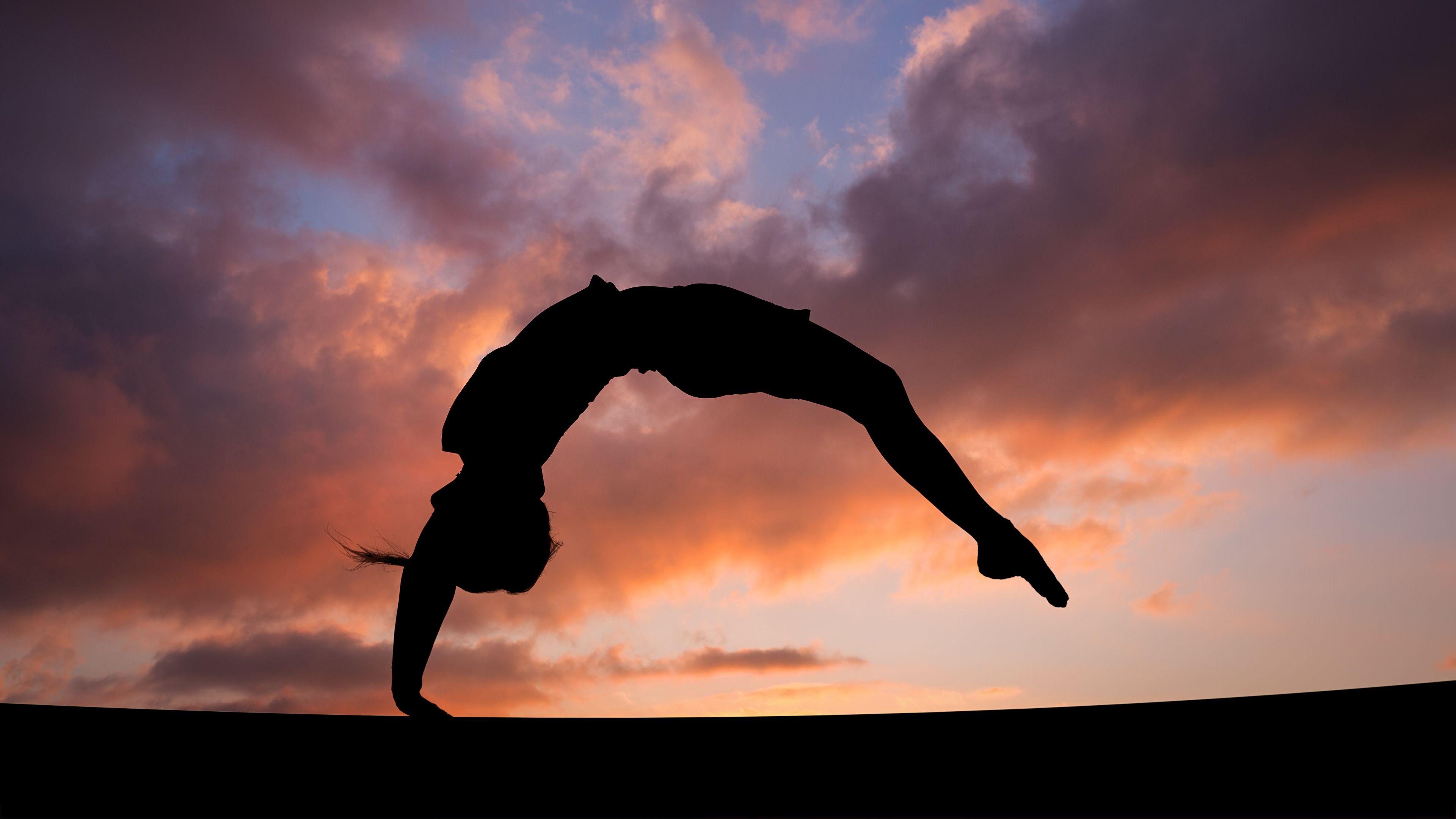 3840x2160 Image Physical Exercise Silhouette Girls Sport Gymnastics Gymnastic Background Wallpaper & Background Download