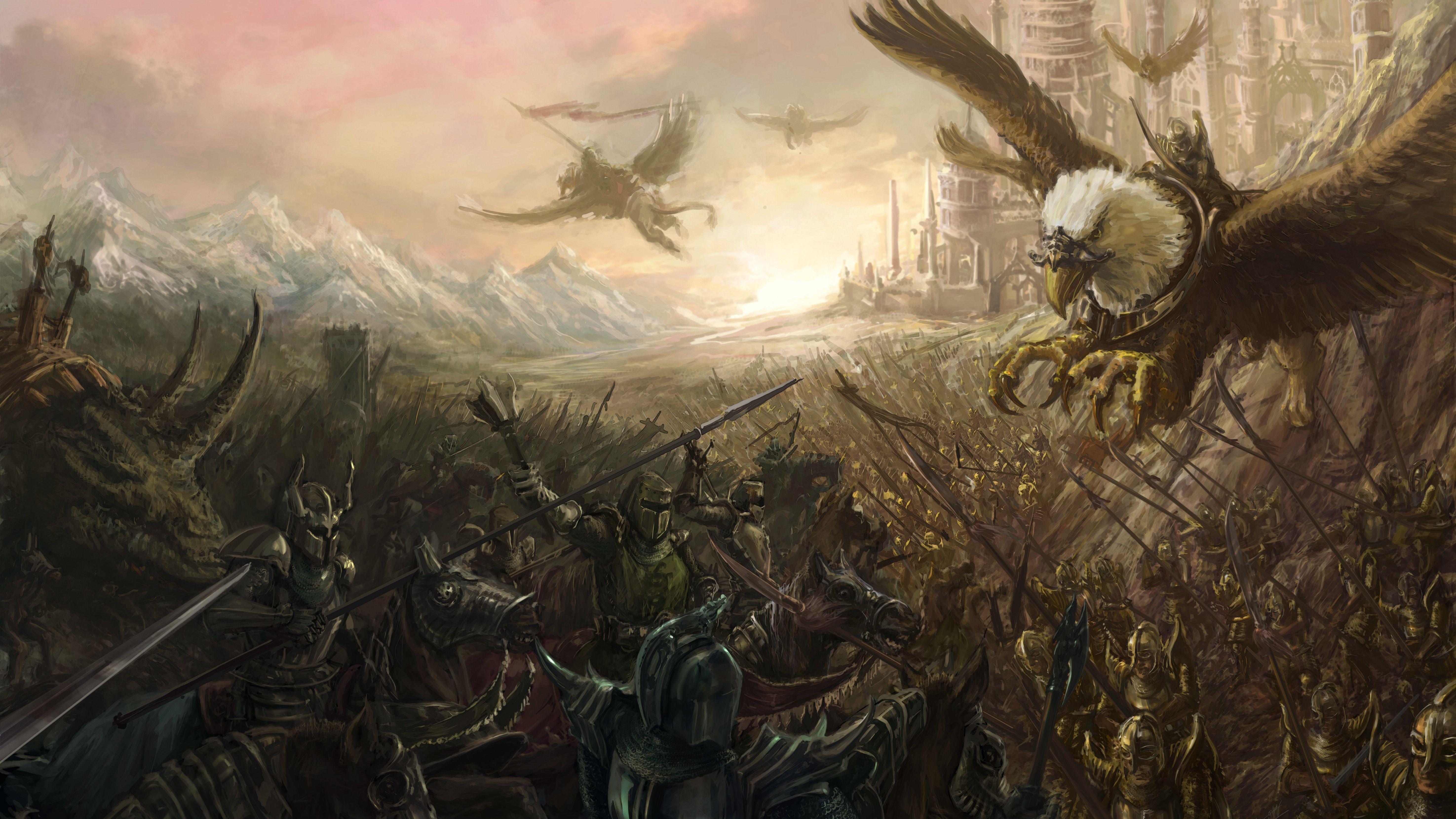 5900x3319 Fantasy Battle HD Wallpaper