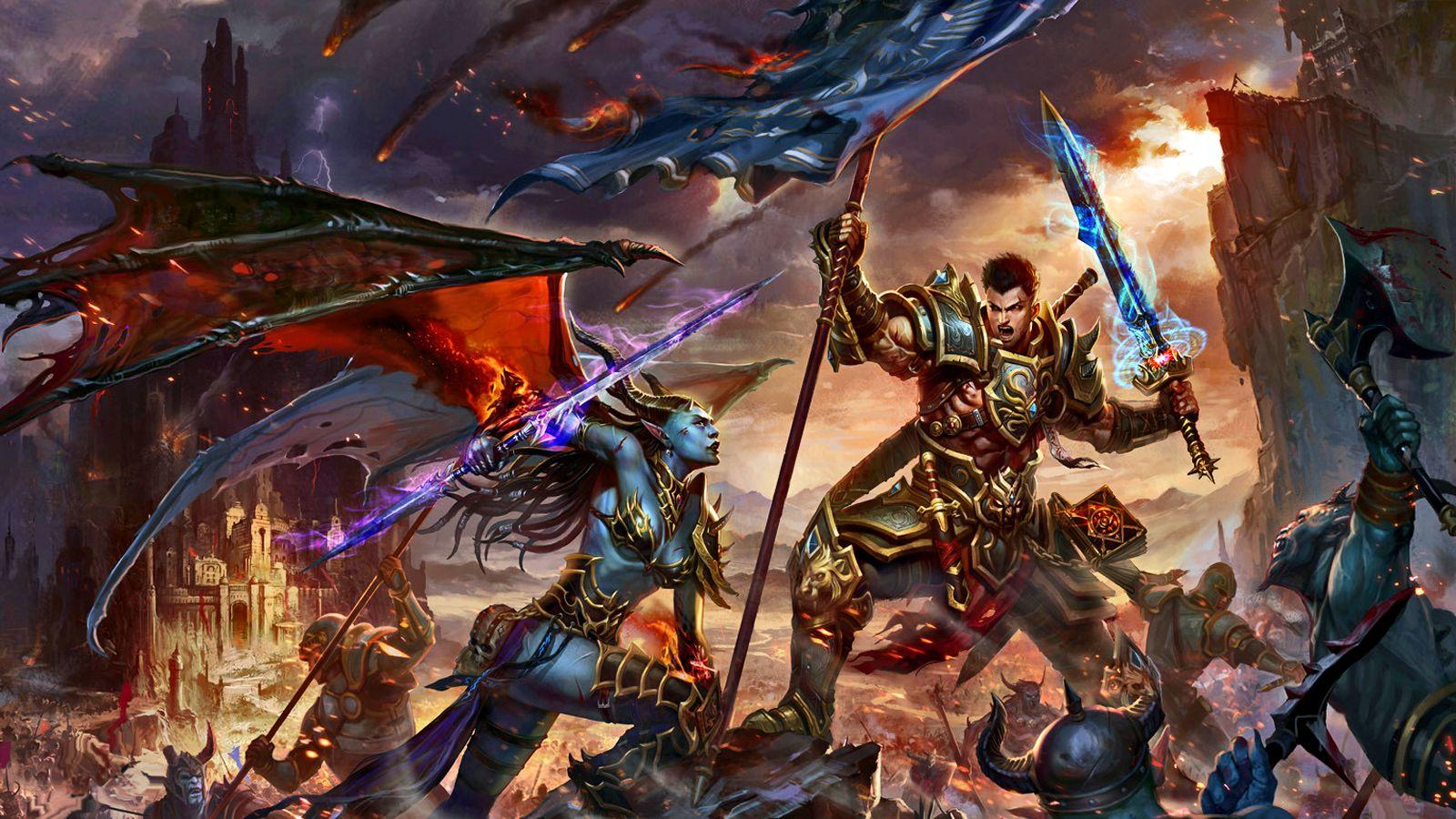 1600x900 demon, Battle, Warrior, Fantasy Wallpaper HD / Desktop and Mobile Background