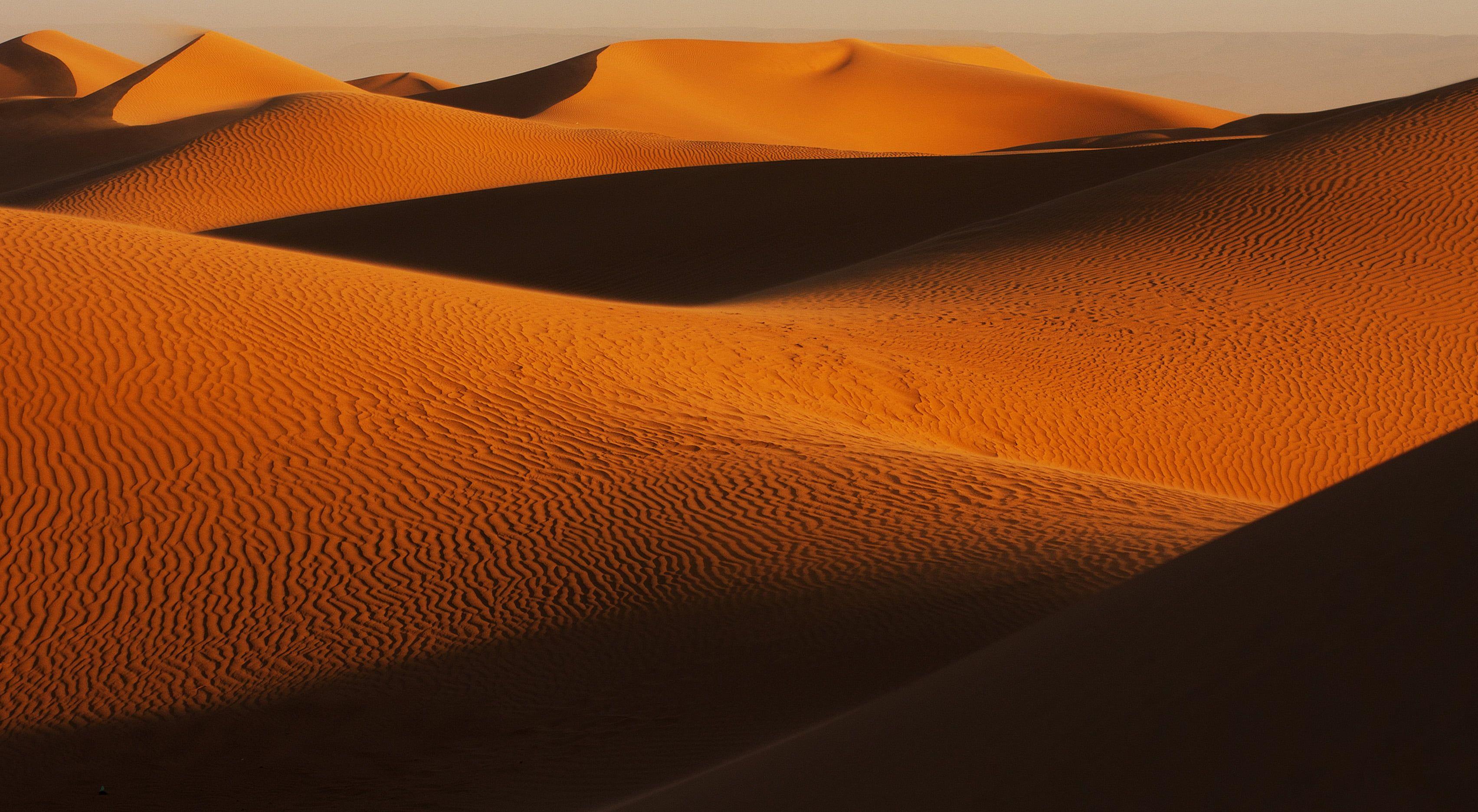 3407x1872 Brown desert waves scenery HD wallpaper