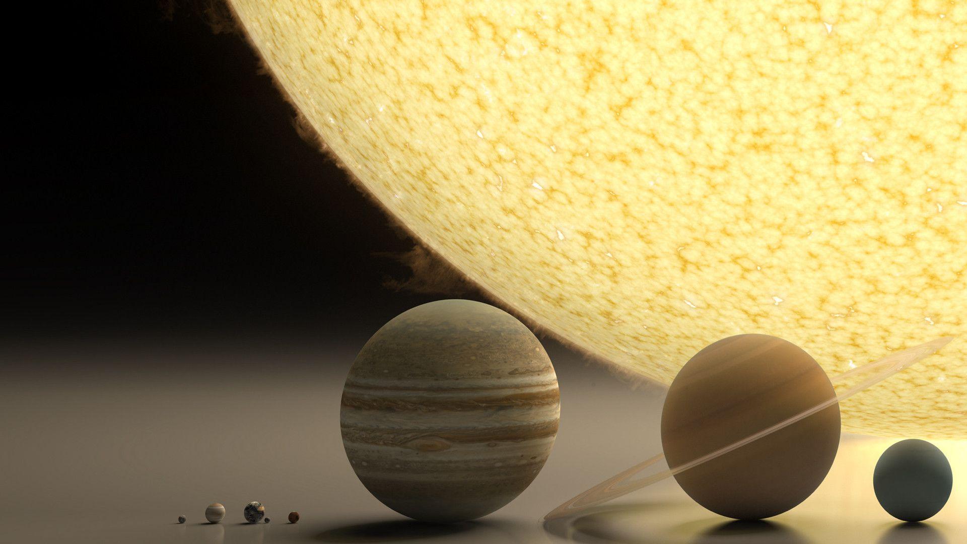 1920x1080 Impressive image of the Sun and planets of our system to scale