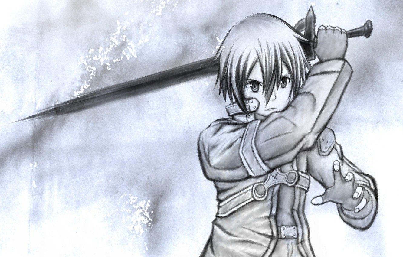 1332x850 Wallpaper weapons, anime, art, sword art online, Kirito, The black swordsman image for desktop, section прочее