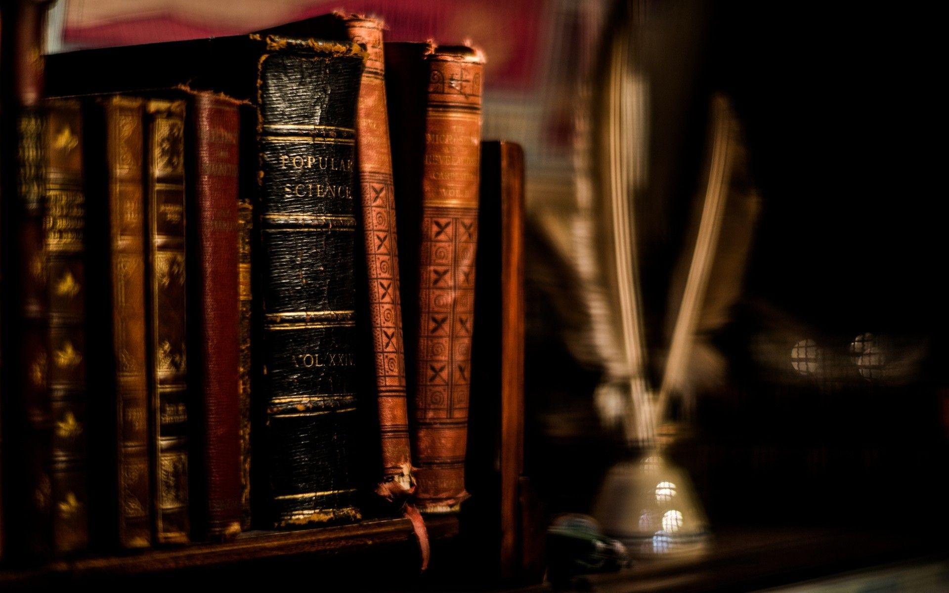 1920x1200 Feathers Books Ancient Blurred Background Shelves Wallpaper Books Wallpaper & Background Download