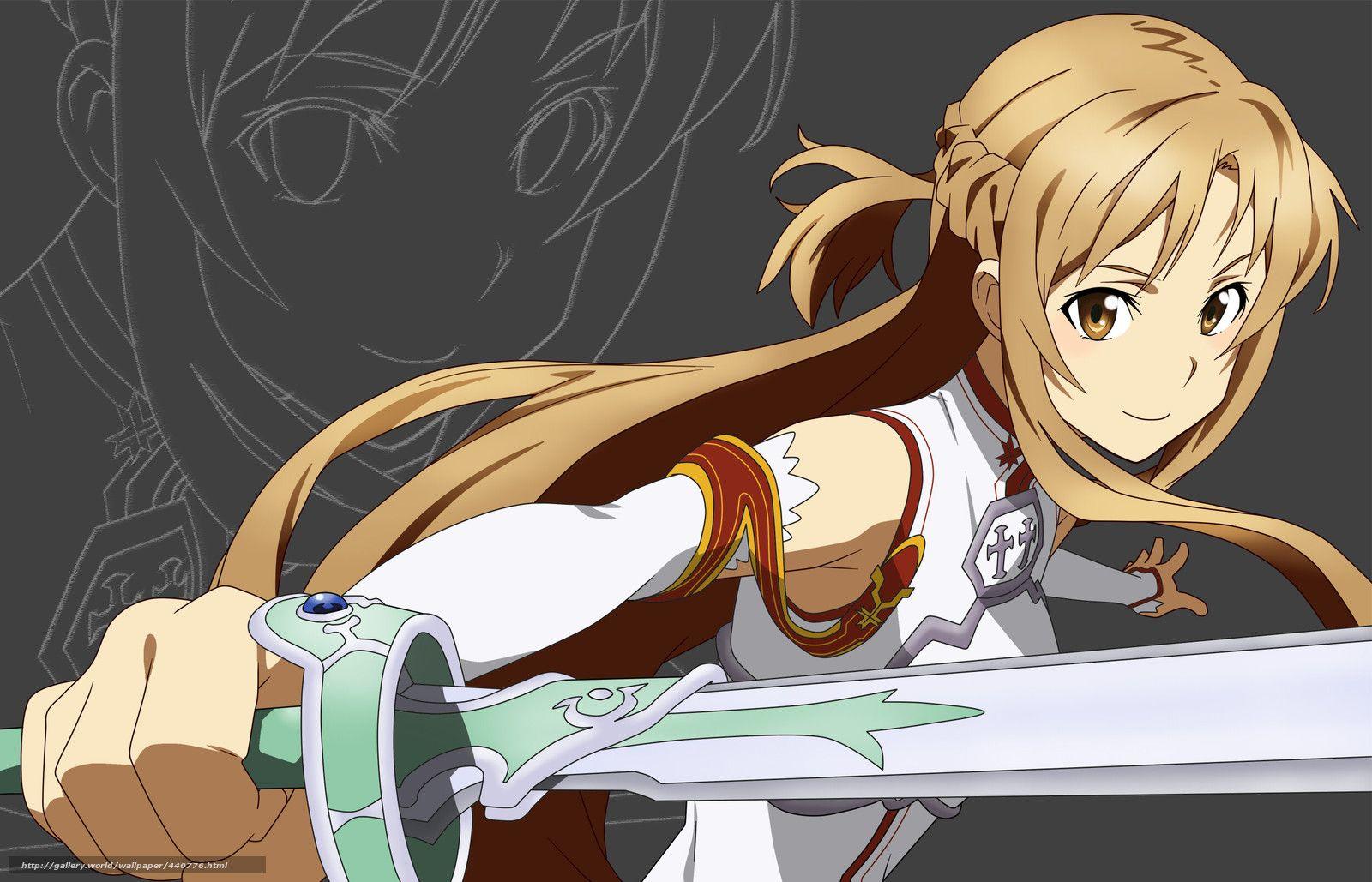 1600x1029 Wallpaper anime, swordsman online, Asuna, sword, eyes, view on your desktop