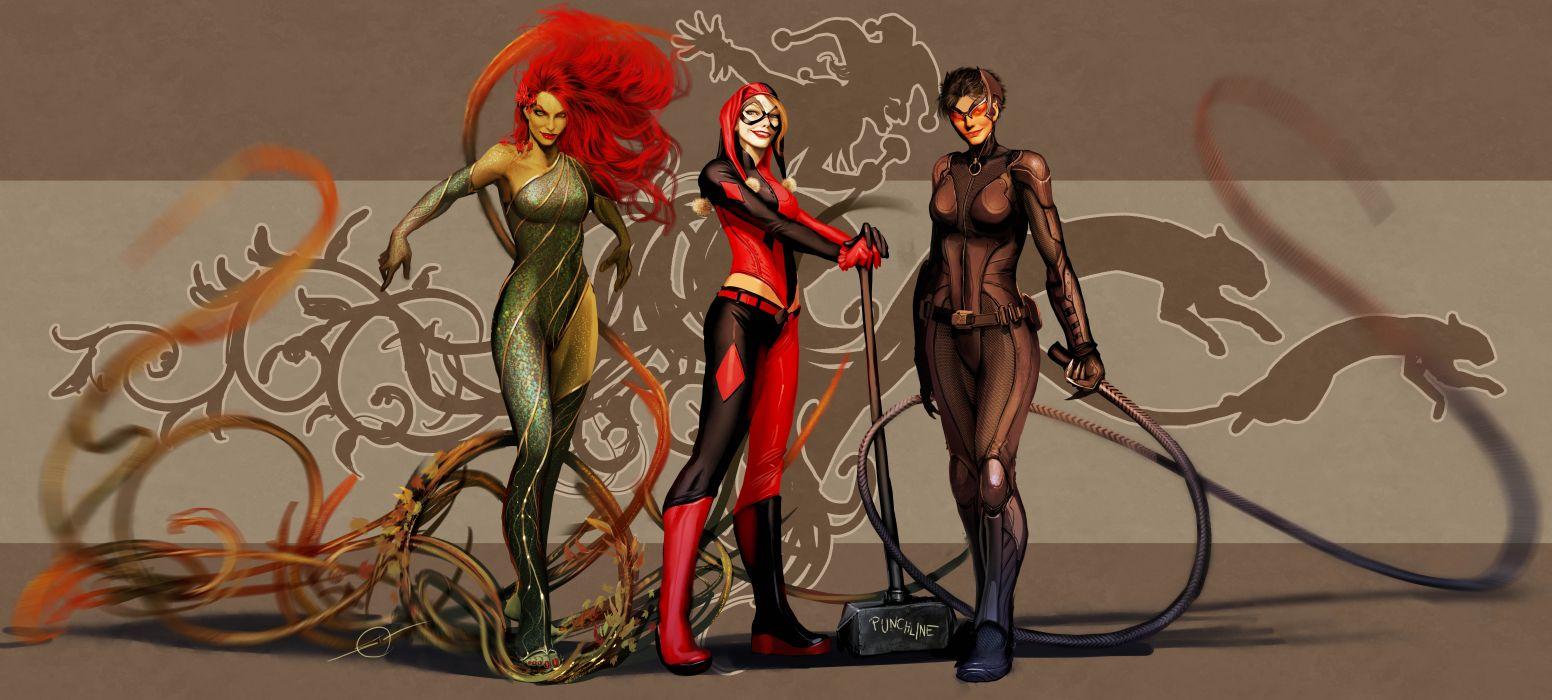 1552x700 GOTHAM CITY SIRENS D C Dc Comics Catwoman Poison Ivy Harley Quinn Superhero Gotham City Sirens Wallpaperx7032